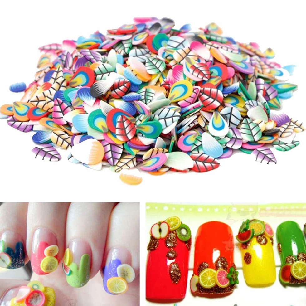 1000 Pcs Sac 3d Pâte Polymère Tranches Minuscule Fimo Fruit Roue Nail Art Bricolage Designs Décorations
