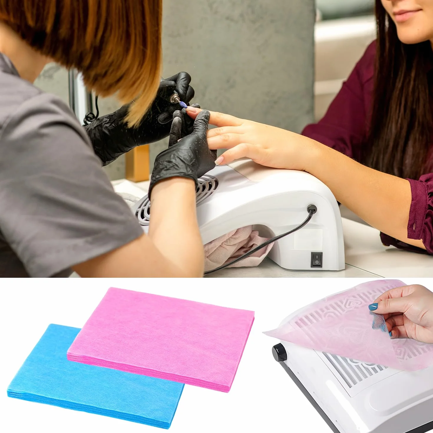 Papier filtre collecteur de poussière pour ongles, lot de 200 feuilles, filtres portables pour salon de manucure