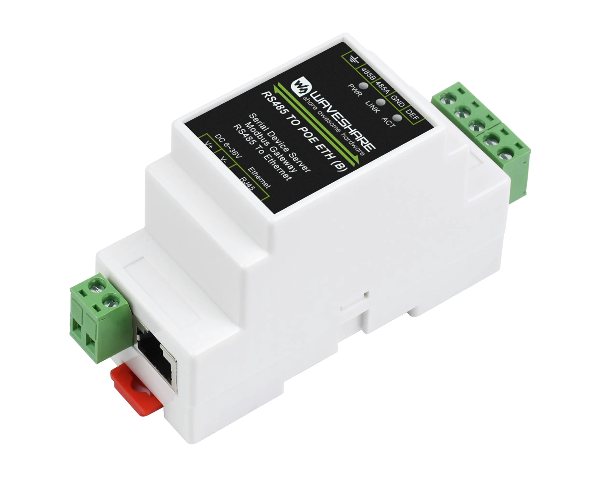 Serveur série industriel RS485 vers RJ45 Ethernet avec fonction PoE, TCP/IP vers série, alimentation CC 6 ~ 36 V ou PoE, données bidirectionnelles RS485 et ETH, prise en charge du port Ethernet PoE +