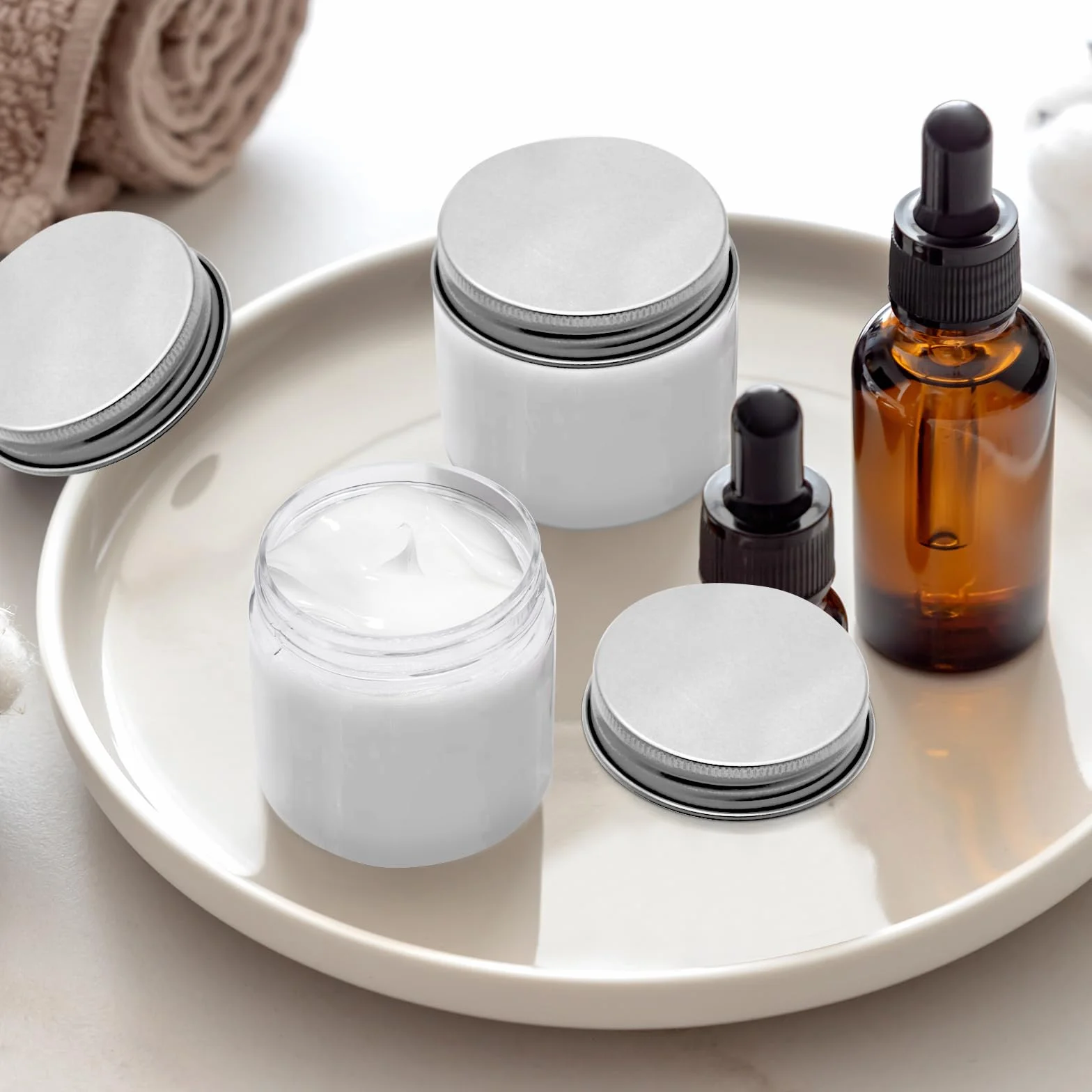 20 Pièces Pots Cosmétiques en Plastique 60 ml avec Couvercle et étiquettes, Contenants Vides pour Échantillons Nail Art