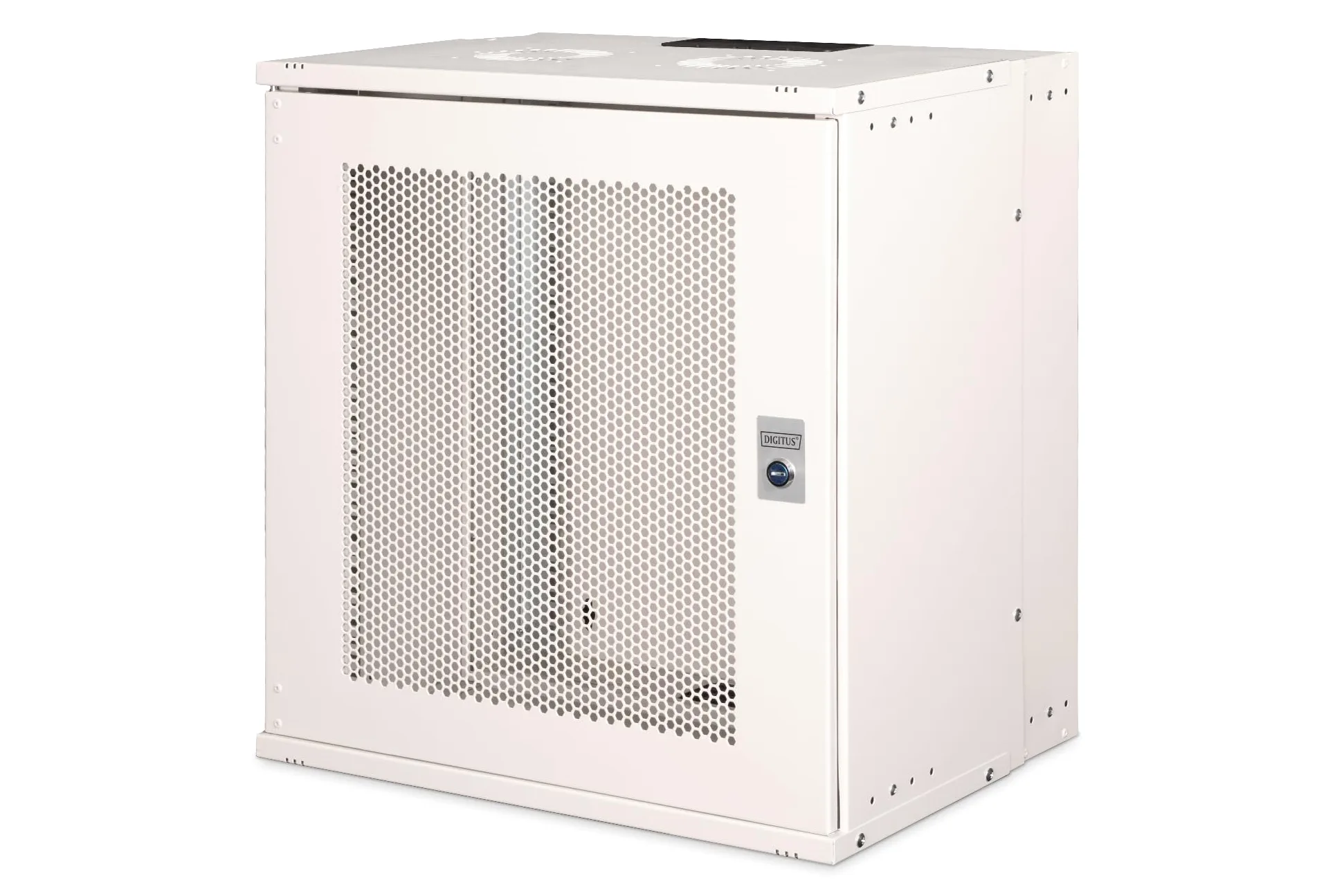 DIGITUS Armoire réseau – 19 Pouces, 12U – Non montée – Soho Pro – Gris | Profondeur 400 mm – Profondeur utile 319,25 mm – Montage mural – Capacité de charge 60 kg – Porte en acier perforé