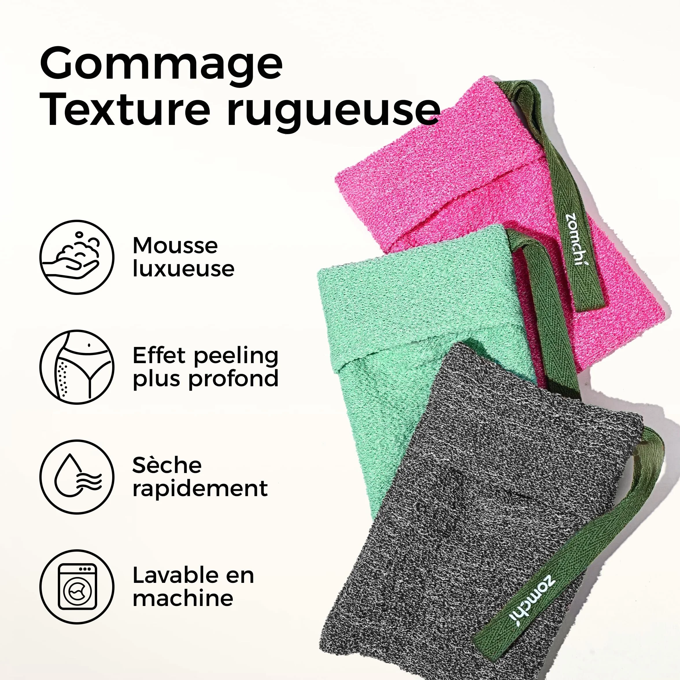 ZOMCHI Lot de 3 Sacs à Savon Exfoliants, éponge Exfoliante pour Corps, Porte-Savons pour Savons Solides