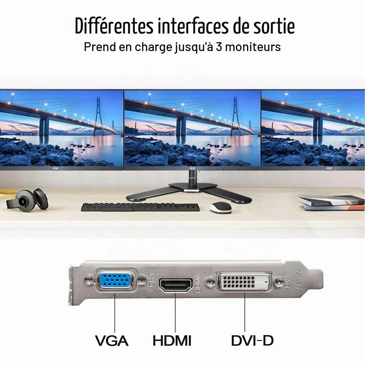 Radeon RX 550 Low Profile Carte Graphique, 4 Go GDDR5 128-bit, VGA DVI-D HDMI, PC Video Card, Affichage 4K, DirectX 12