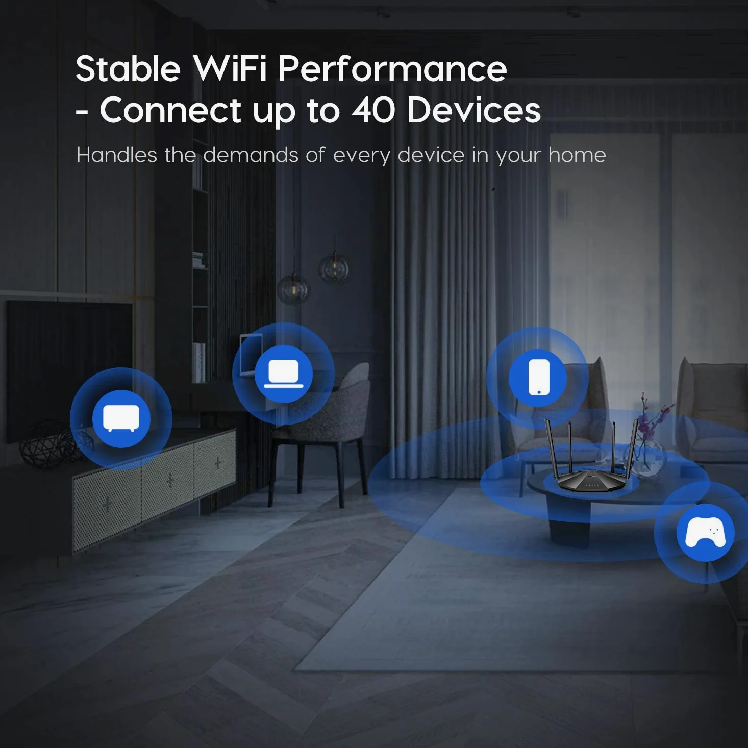 Tenda AC2100 Smart WiFi Router AC19 - Dual Band Gigabit Wireless (up to 2033 Mbps) Internet Router for Home | 4 LAN Ports+1 USB Port | 4X4 MU-MIMO Technology | Parental Control Compatible with Alexa