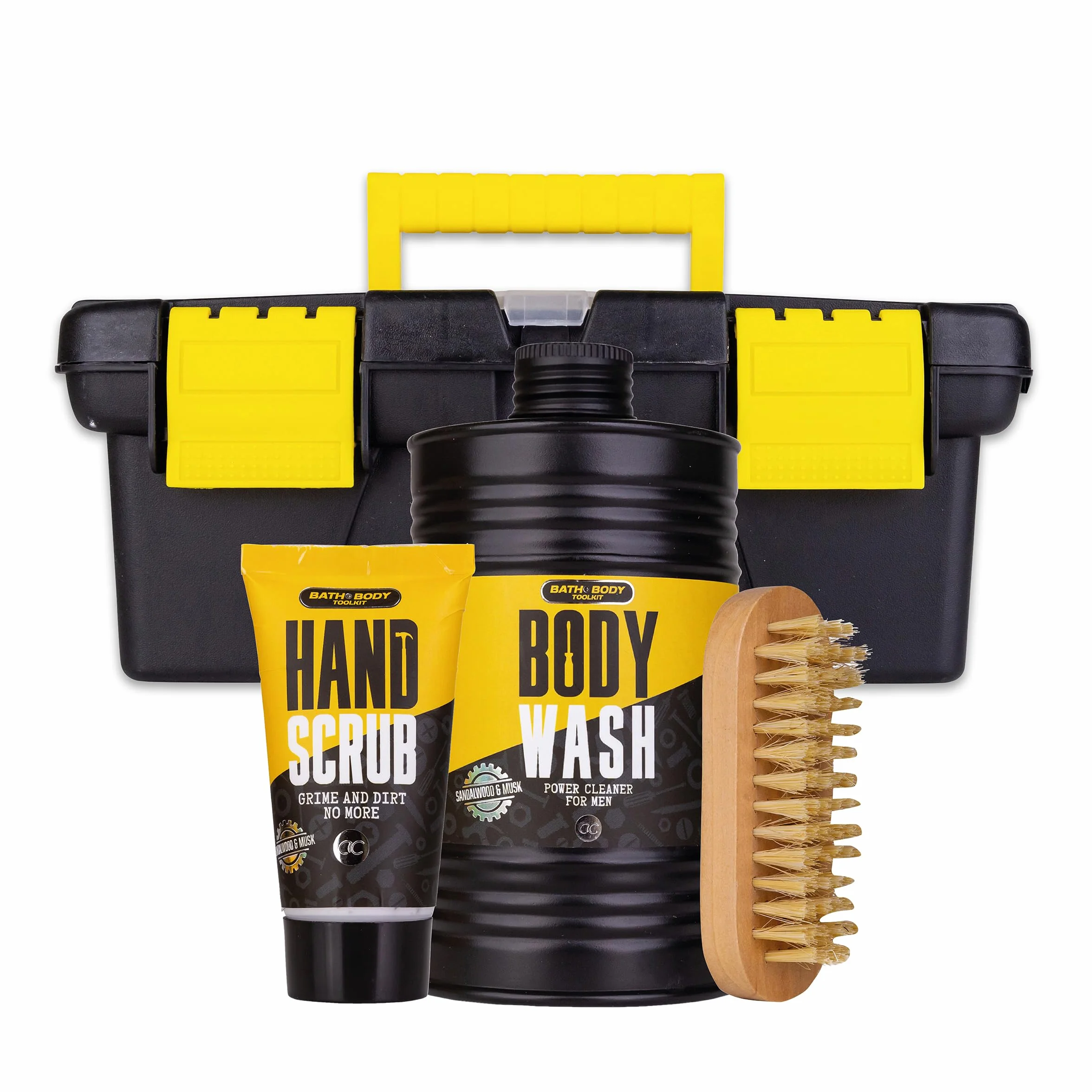 Accentra Coffret cadeau Bath + Body Toolkit pour homme gel douche 400 ml gommage mains 50 ml brosse à ongles bois