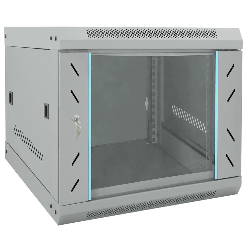 Armoire réseau 53 x 60 x 45 cm - Montage mural - En acier - Pour serveur de bureau - 19" - Armoire de distribution de données - Gris