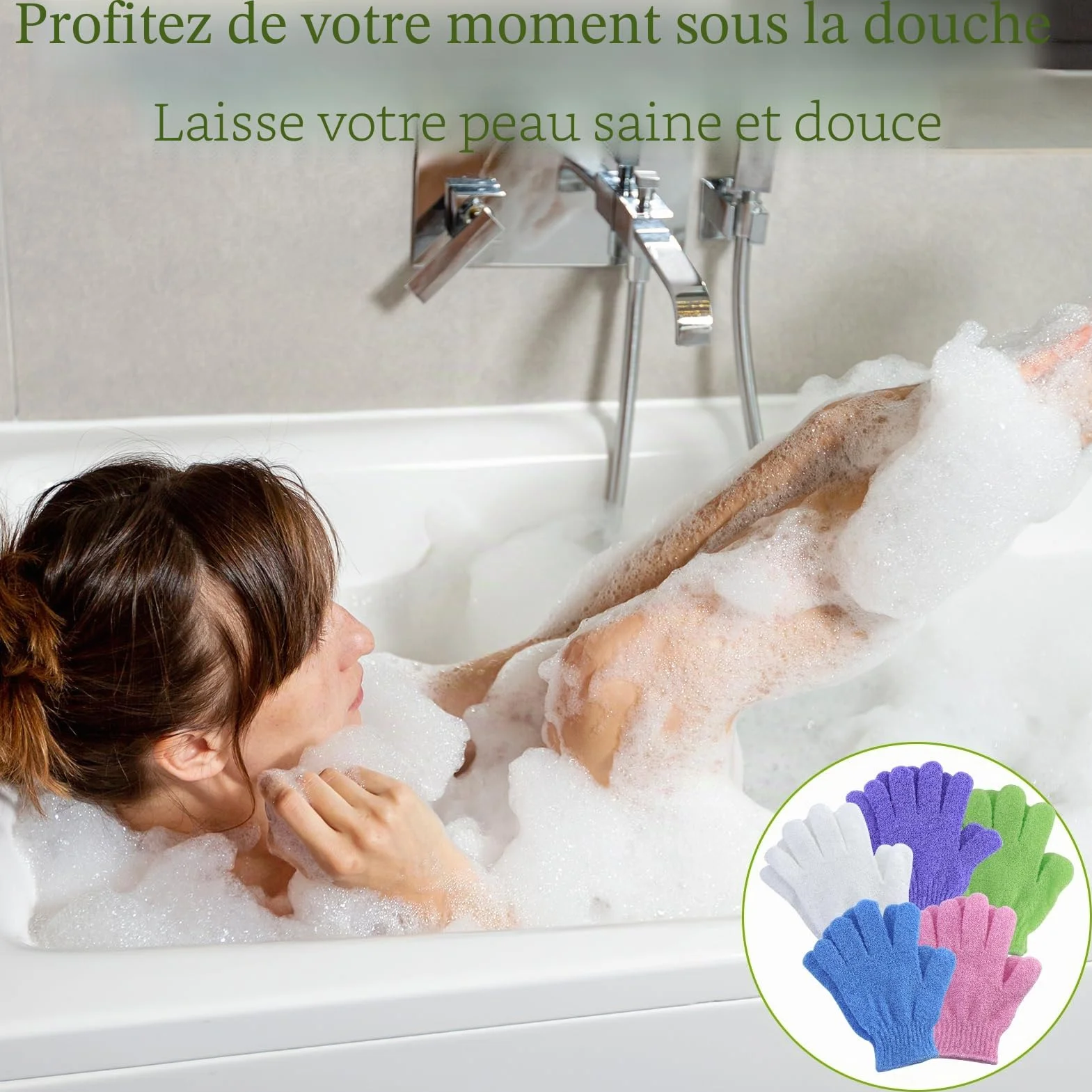 Lot de 10 Gants Exfoliants Couleur Bonbon Corps et Visage - Gants Exfoliants pour Femme Douche Spa Massage
