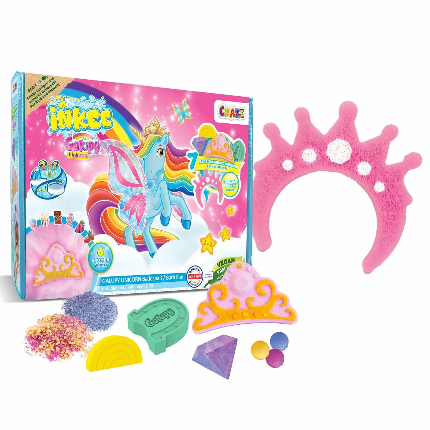 Coffret de Bain Licorne avec 7 Additifs pour Enfants - Bombes de Bain Licorne