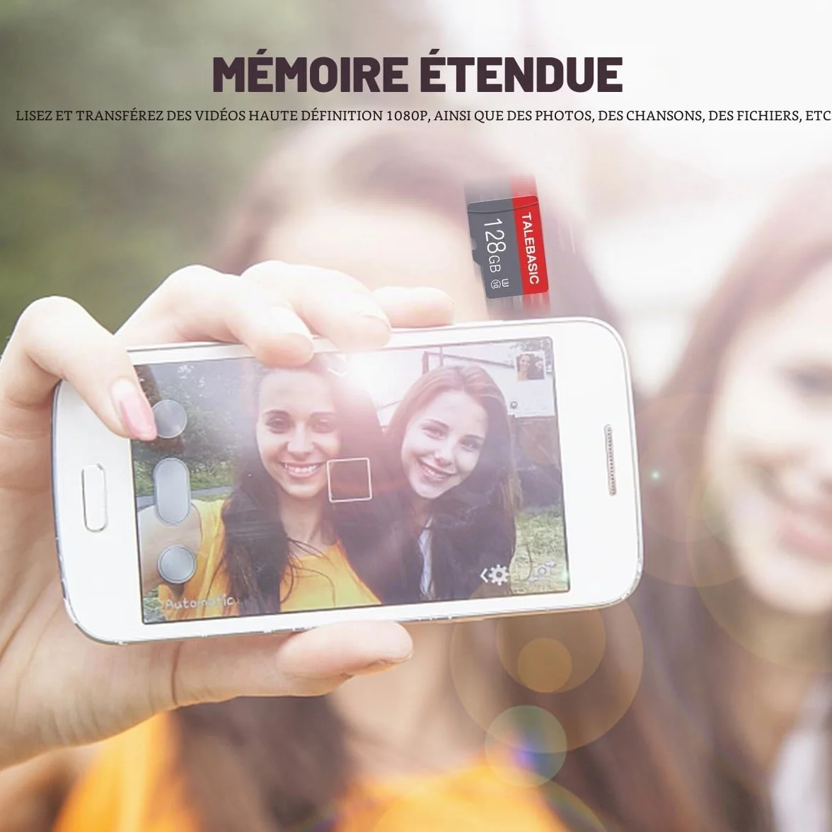 Cartes Micro SD 128 Go Classe 10 Haute Vitesse Lot de 2 avec Adaptateur SD