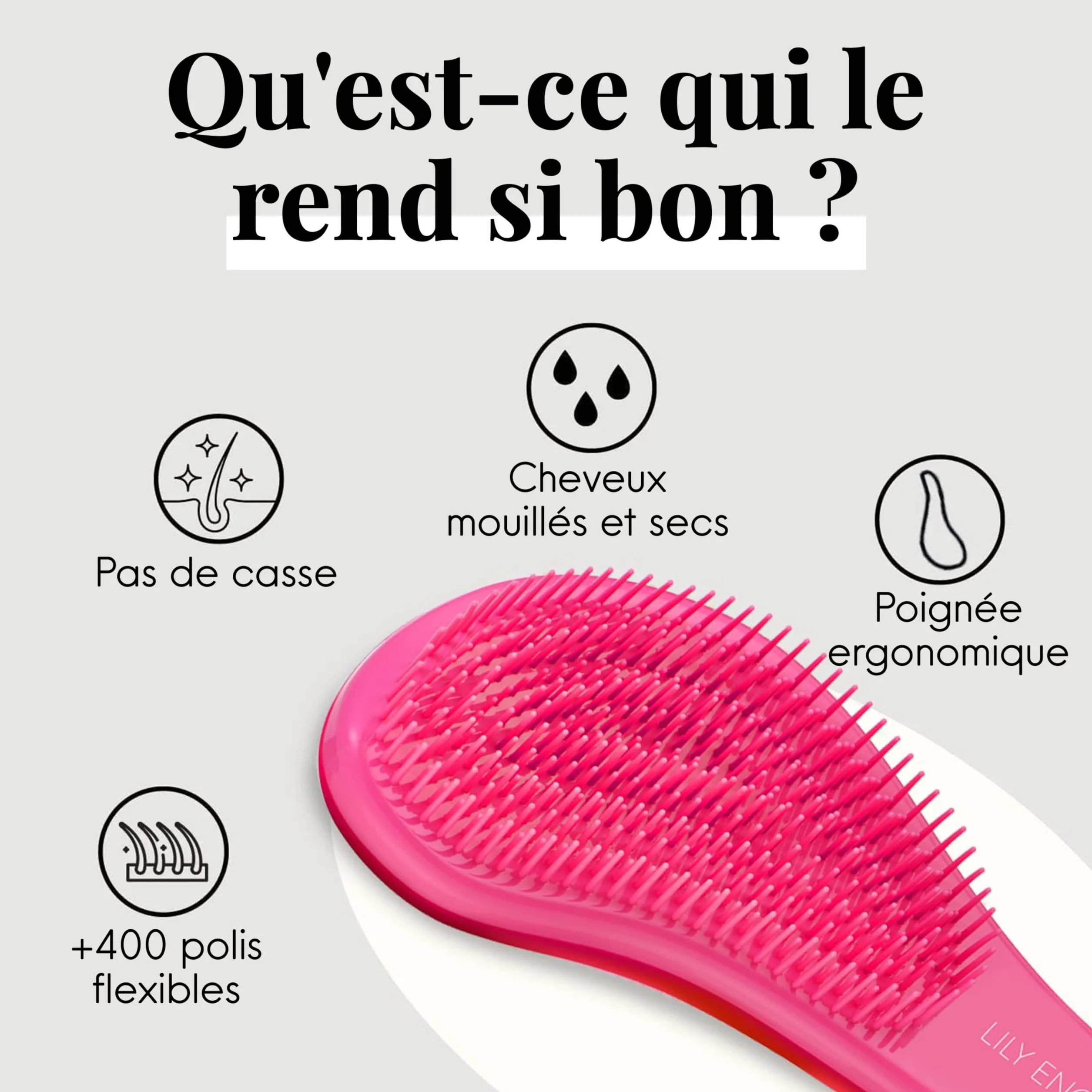 Lily England Brosse à Cheveux Démêlante pour Cheveux Fins, Épais, Bouclés, Secs ou Humides - Rose/Orange