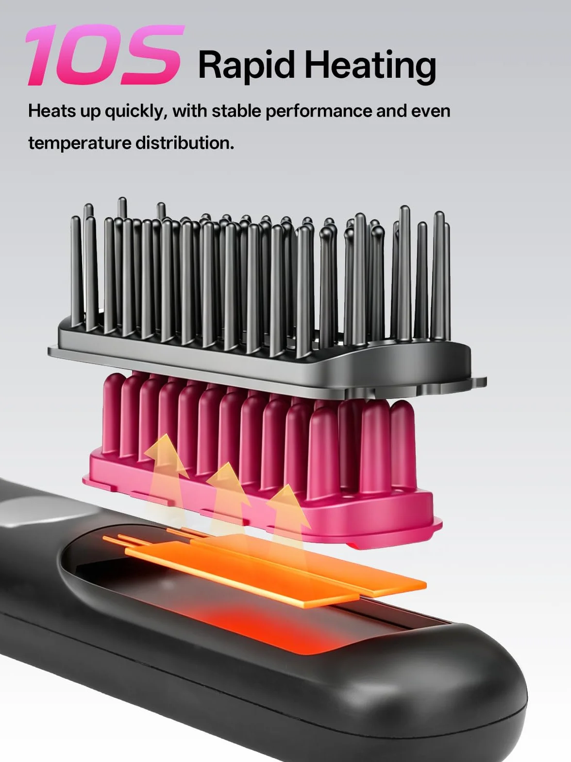 Brosse Lissante Sans Fil LCD 3 Niveaux Température 160-200°C 4000 mAh USB-C Noir
