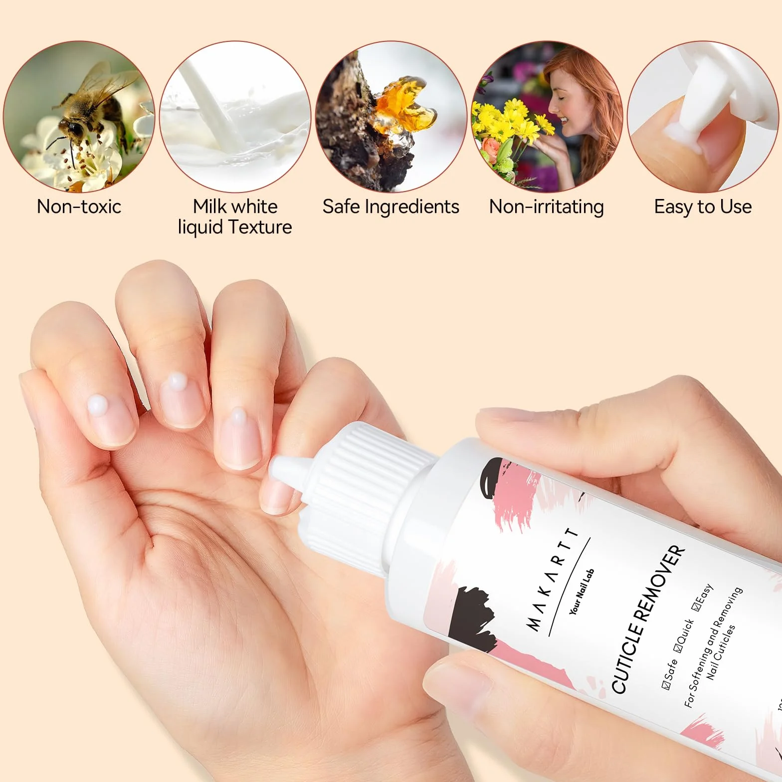 Makartt Kit de Remover de Cuticules 120 ML, Set de Manucure avec Lime et Dissolvant
