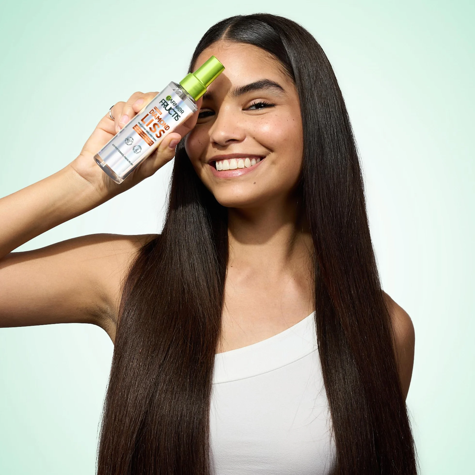 Garnier Fructis Diamond Liss Spray Cheveux Lissant Brillance Diamant Thermo Protecteur Kératine Végétale Huile d'Argan Anti-Frisottis 150 ml