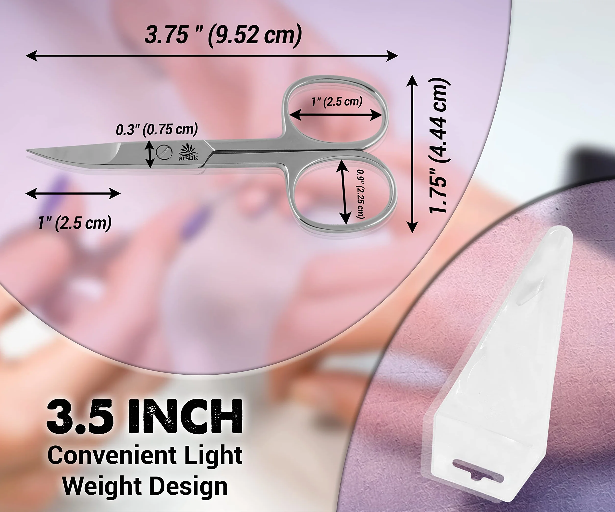 ARSUK Ciseaux à ongles incurvés en acier inoxydable pointus