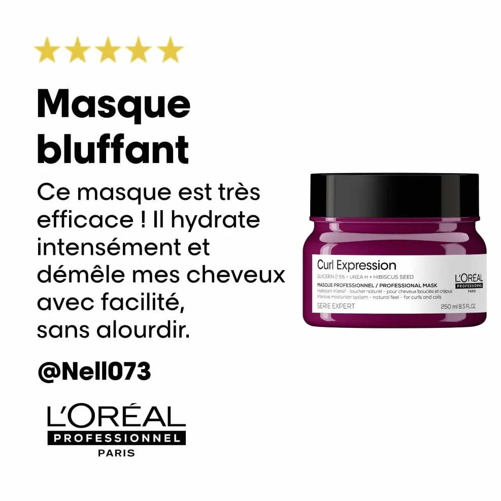 L'OREAL PROFESSIONNEL Masque Hydratant Intensif Cheveux Bouclés Frisés Crépus 250 ml