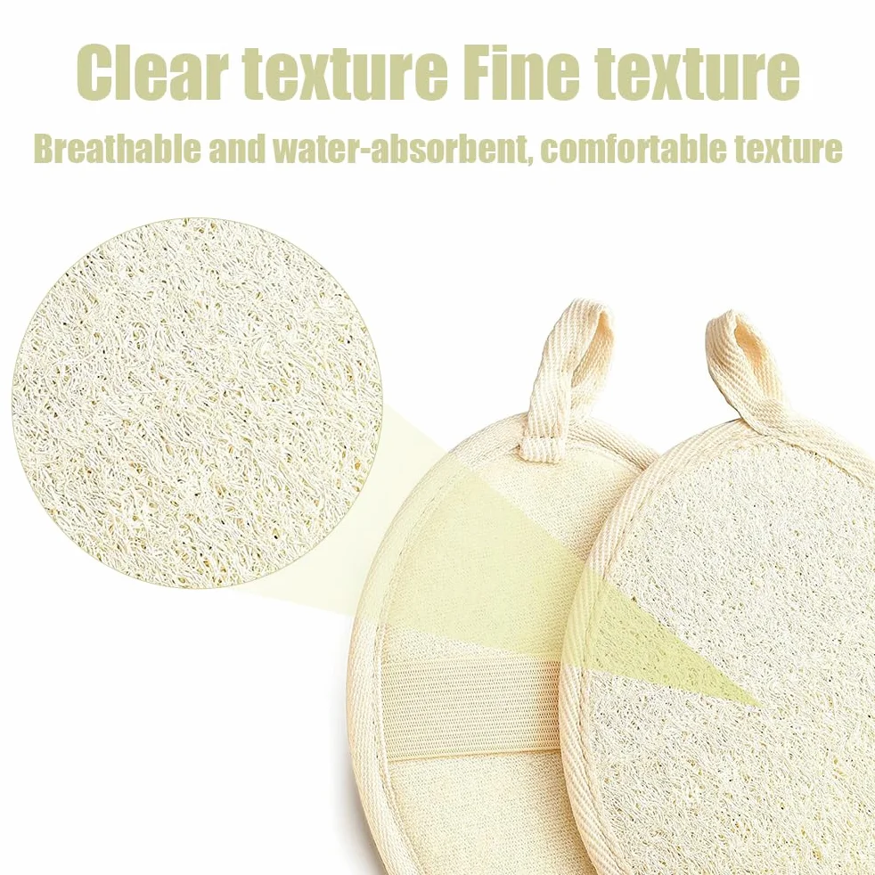 Éponges en Luffa Naturel Lavables, Gants de Gommage Reutilisables, Éponge Exfoliante pour Visage Corps Bain