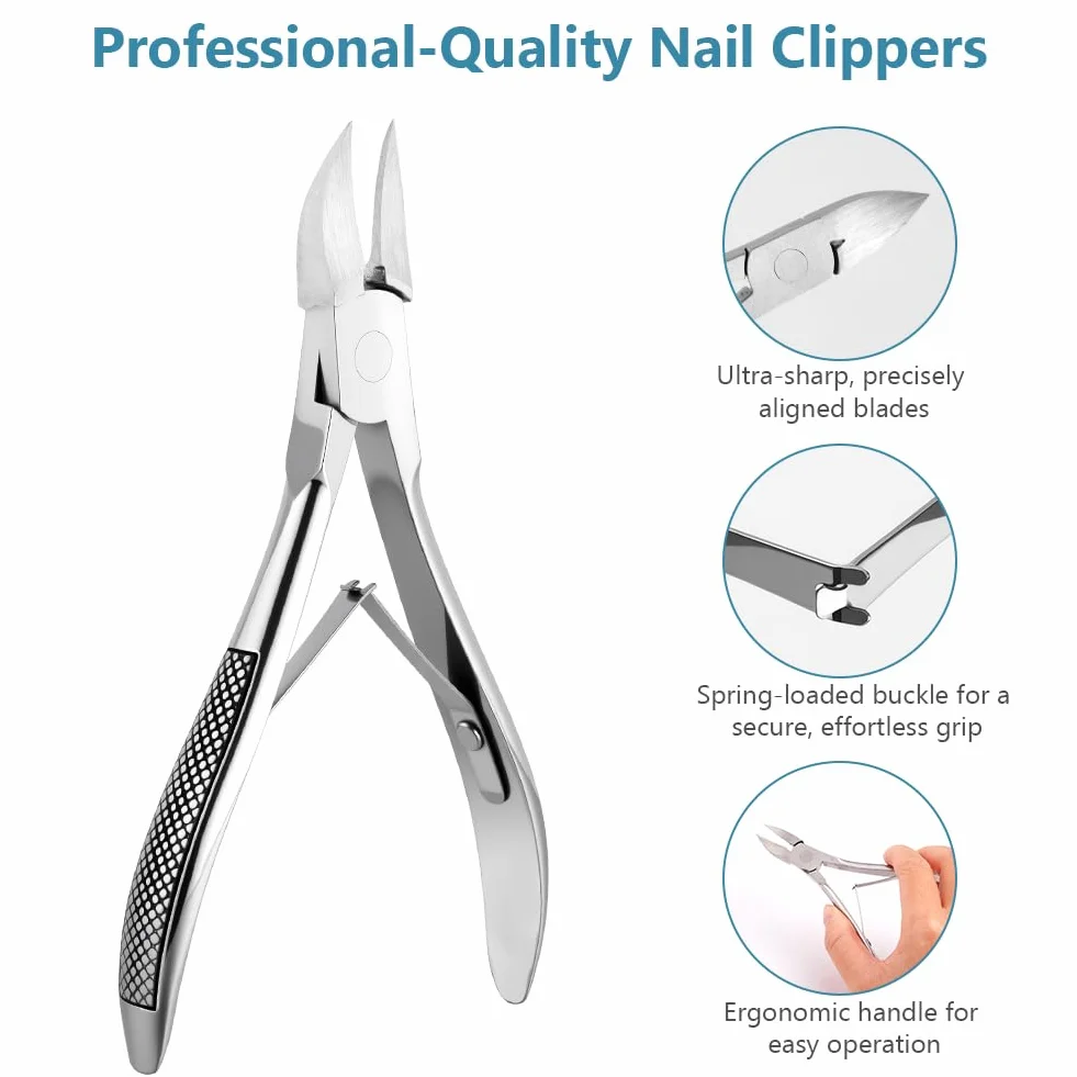 Pince Coupe Ongles Incarné Acier Inoxydable Professionnelle avec Capuchon Plastique Ciseaux Cuticules Ongles Épais