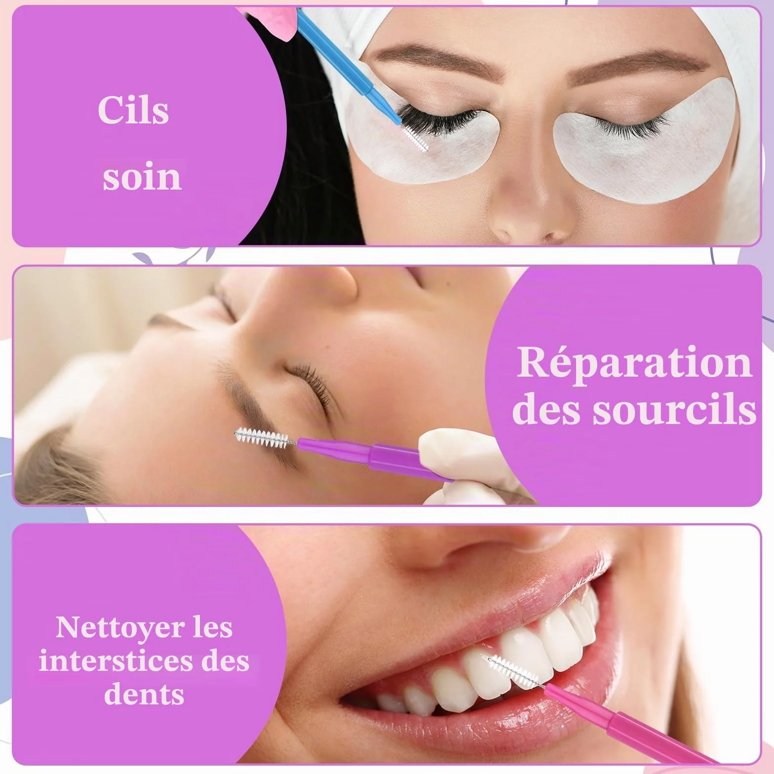 Lot de 50 micro-brosses à sourcils et cils - Peigne multifonction pour plastification et levage