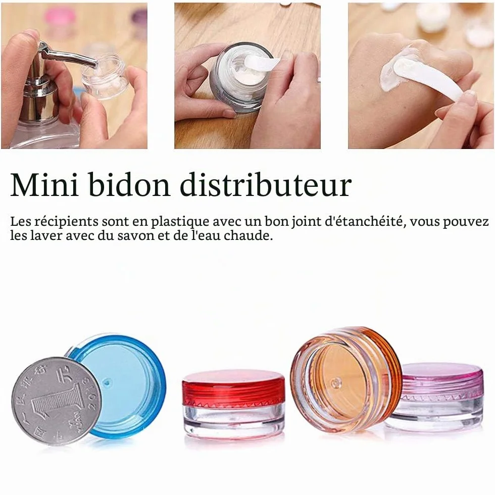 Récipients cosmétiques ronds vides avec couvercle en plastique pour crèmes, vernis à ongles, baume à lèvres