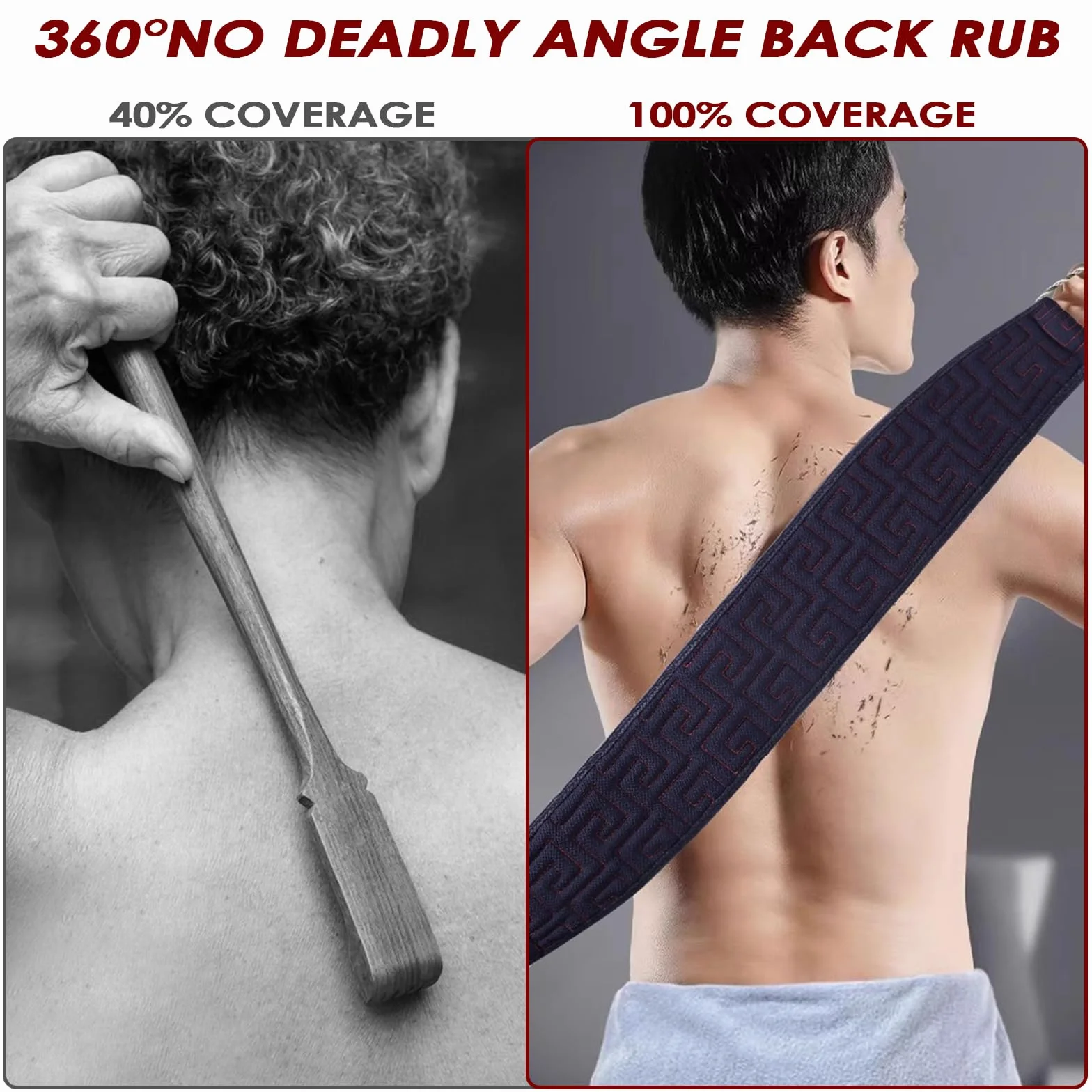 Sangle Lave Dos, Brosse Douche Double Tranchant, Brosse Dorsale Murale, Serviette Exfoliante