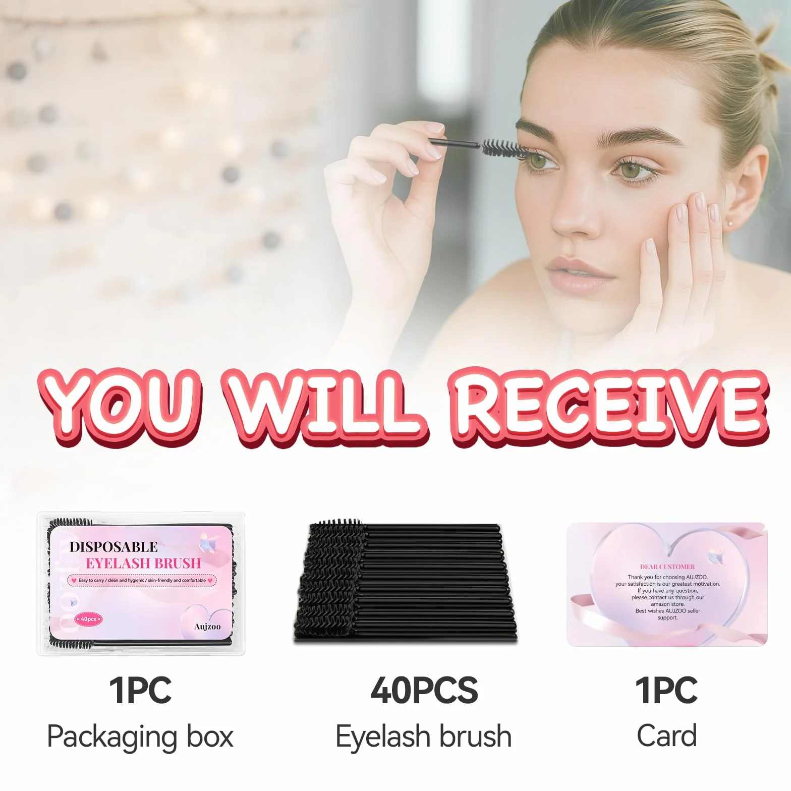 Lot de 40 pinceaux à cils et sourcils, brosse à huile de ricin, outils de maquillage