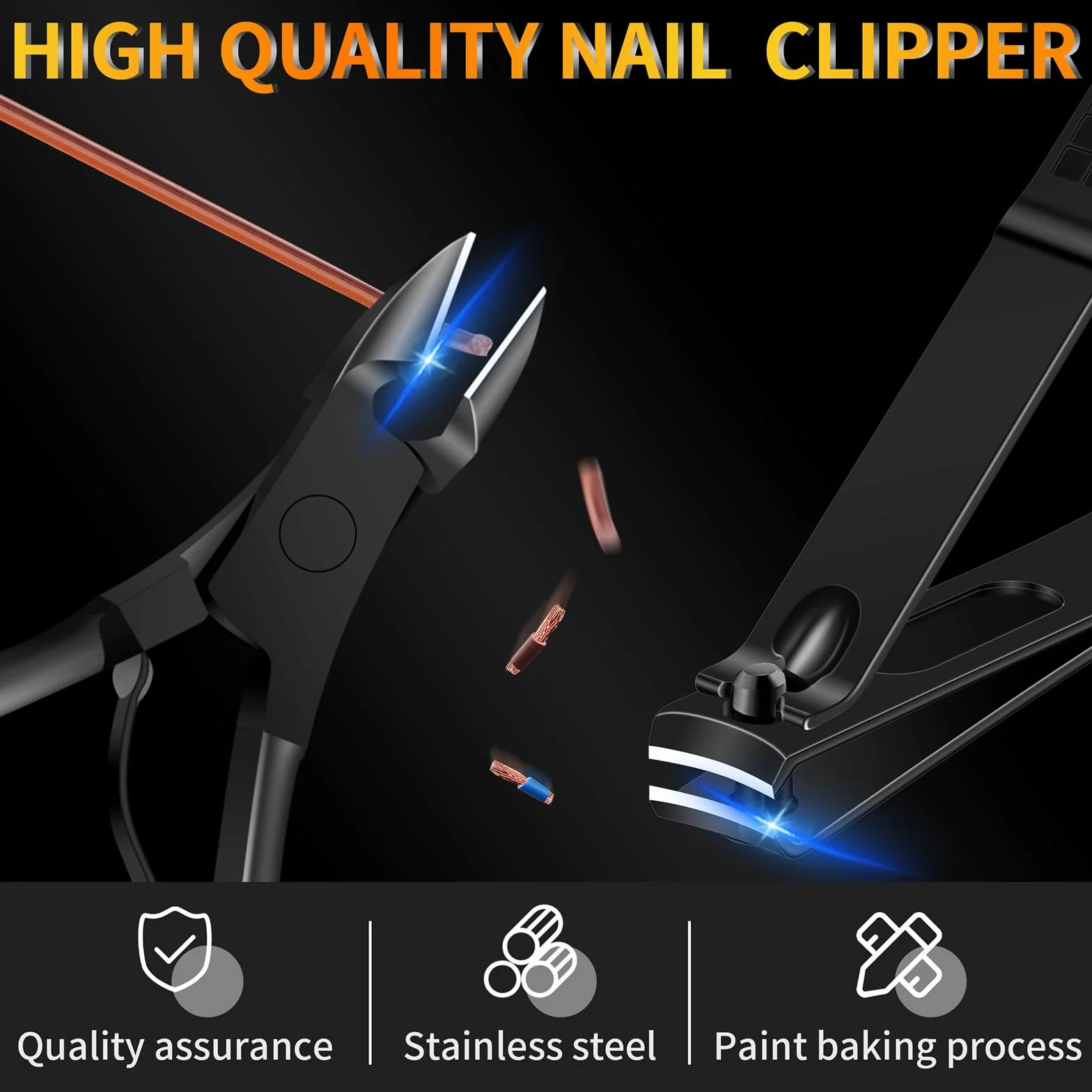 Kit Manucure Pédicure Acier Inoxydable 16 Pinces à Ongles Professionnel avec Étui Voyage Cuir Noir