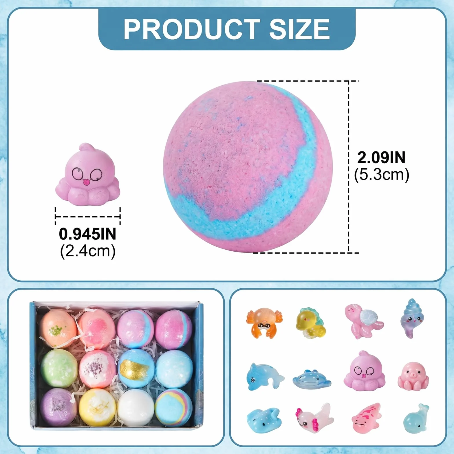 Coffret de Bombes de Bain pour Enfants, 12 PCS Boules de Bain Naturelles avec Jouet Surprise, Cadeau pour Anniversaire Noël