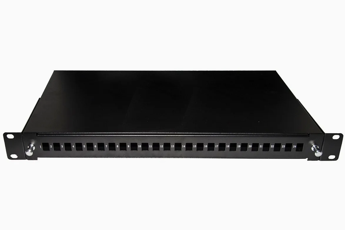 LINK Tiroir Fibre Optique 24 Ports pour Adaptateurs LC Duplex 1 unité pour Installation 19", Noir