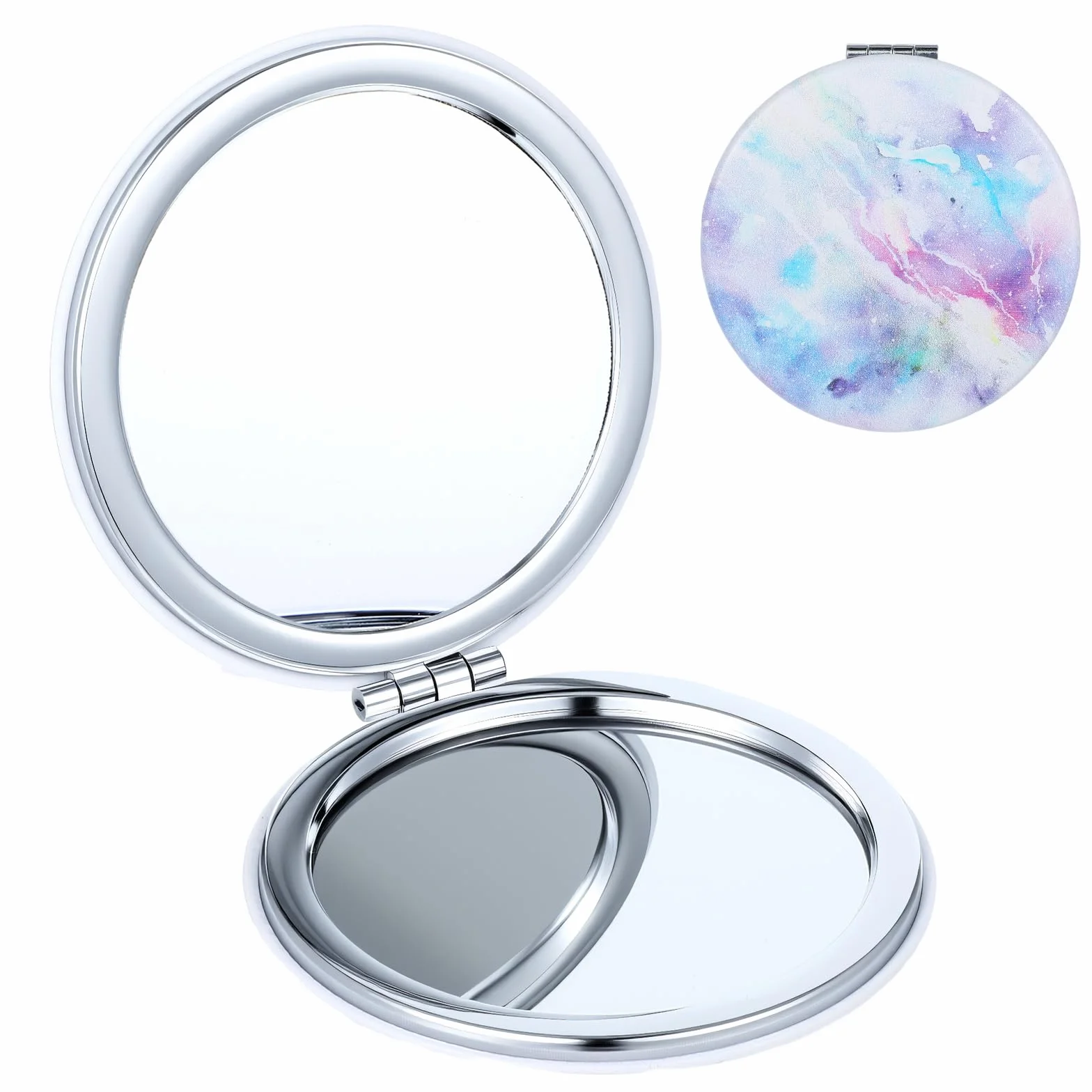 Dimeho Miroir de maquillage compact grossissant pliable double face 2X Lila