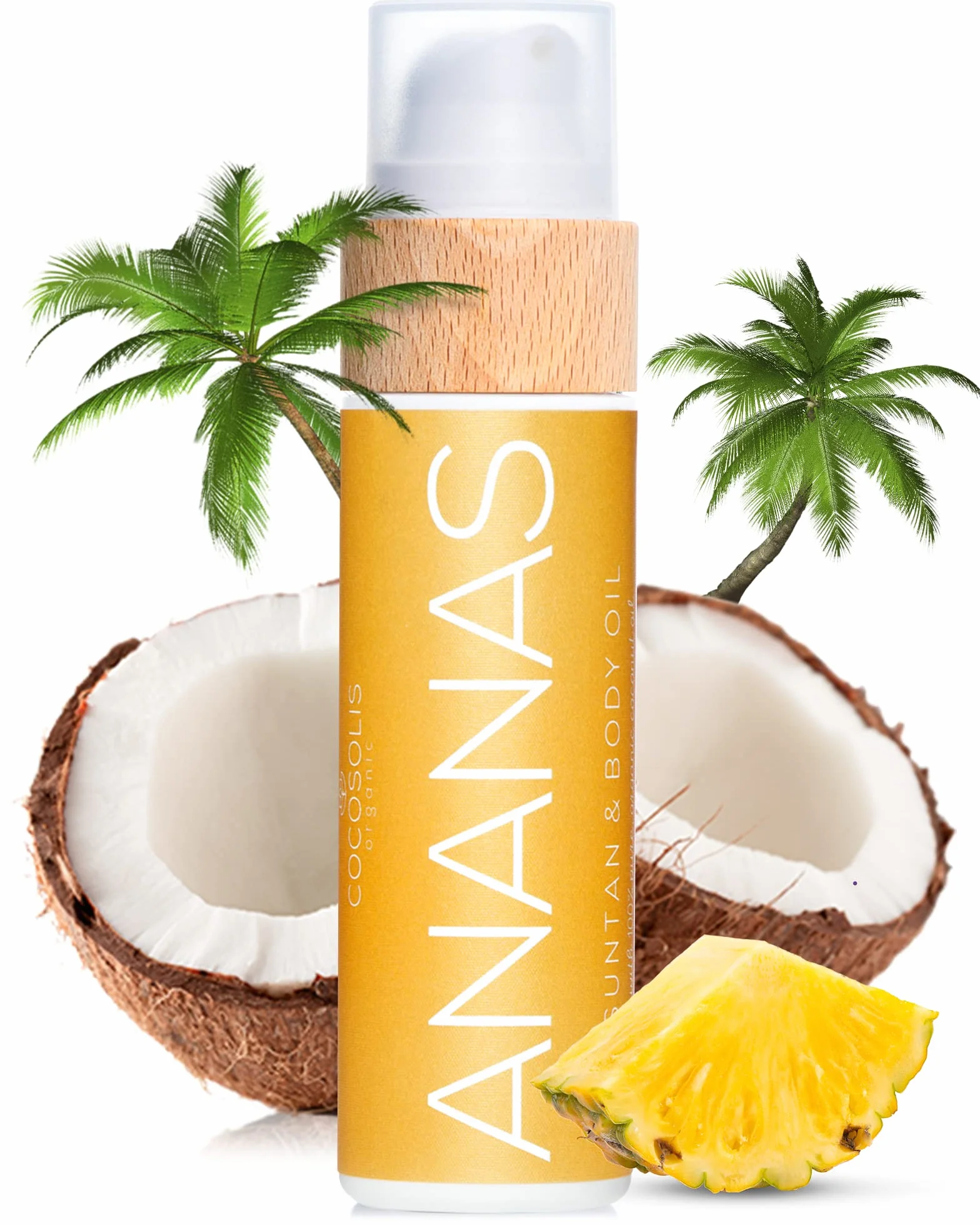 COCOSOLIS ANANAS Accélérateur de bronzage huile bio vitamine E parfum ananas bronzage rapide intensif 110 ml