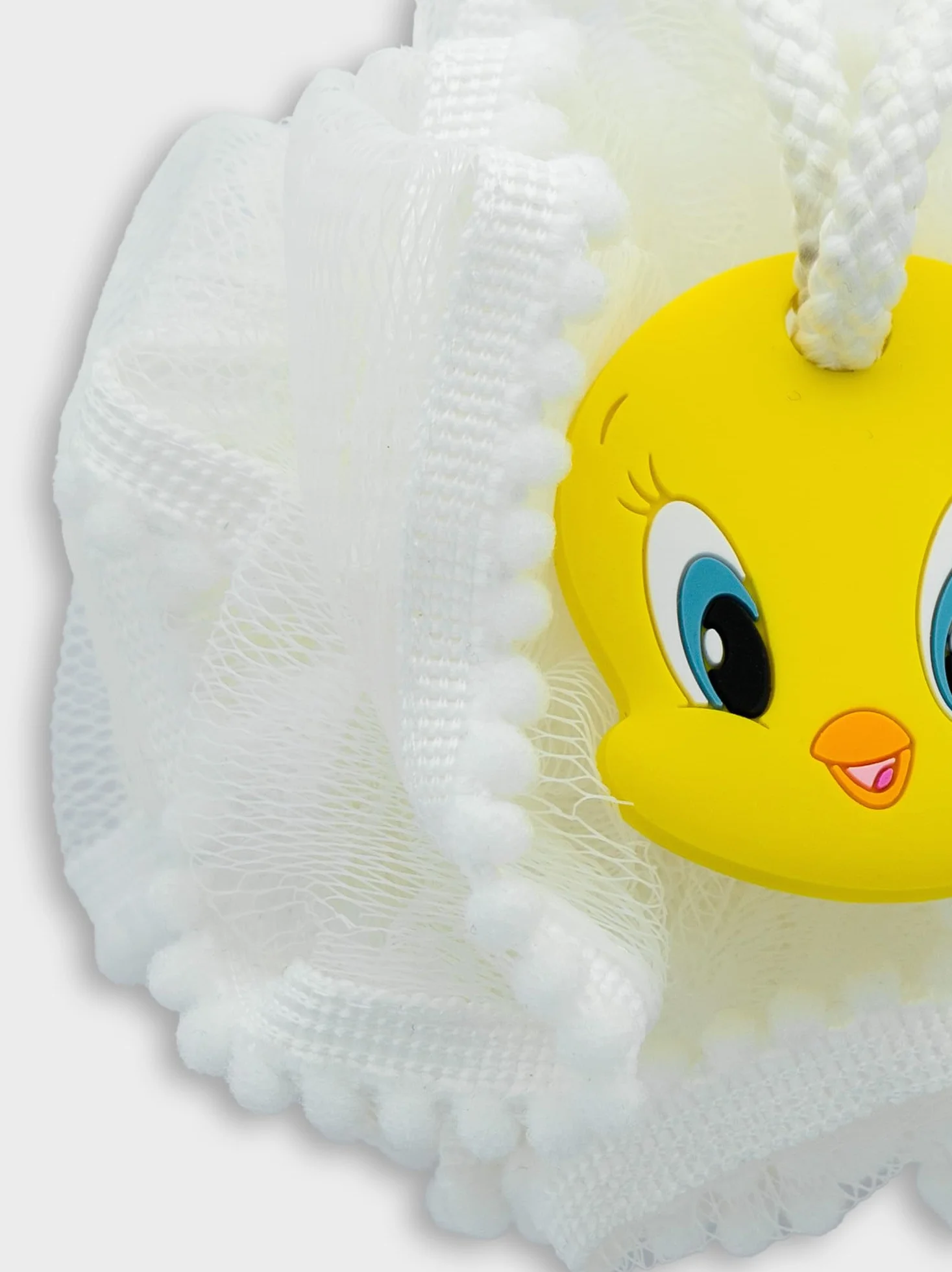 Looney Tunes Fleur de Douche Bébé Titi 15×15 cm Éponge Douce Lavable Accessoire Bain Shampooing Massage Corps Visage Enfant Officiel Warner Bros