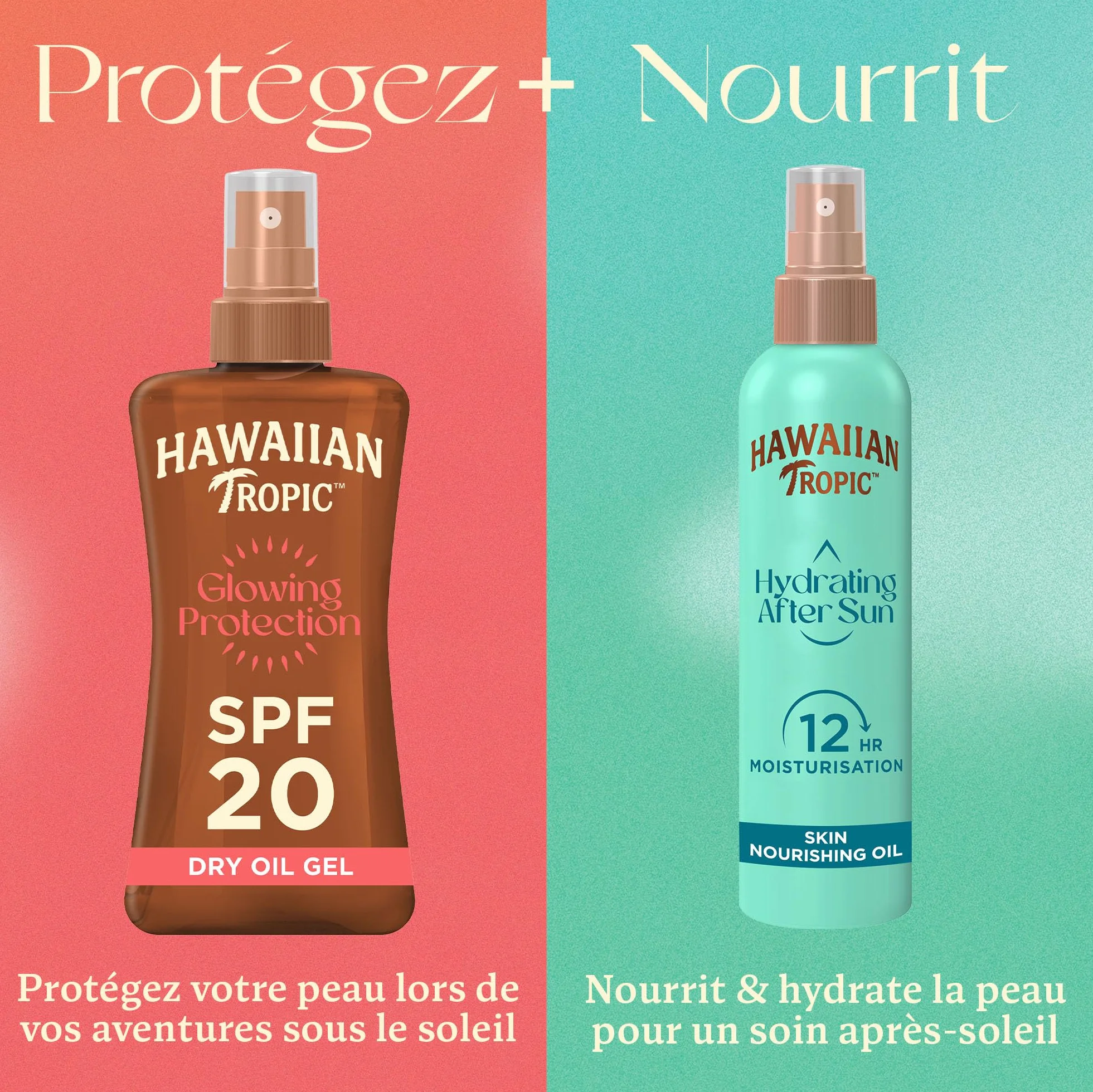 Hawaiian Tropic Glowing Protection Huile Sèche Écran Solaire SPF 20 UVA UVB 200 ml Résistant à l'eau Végan