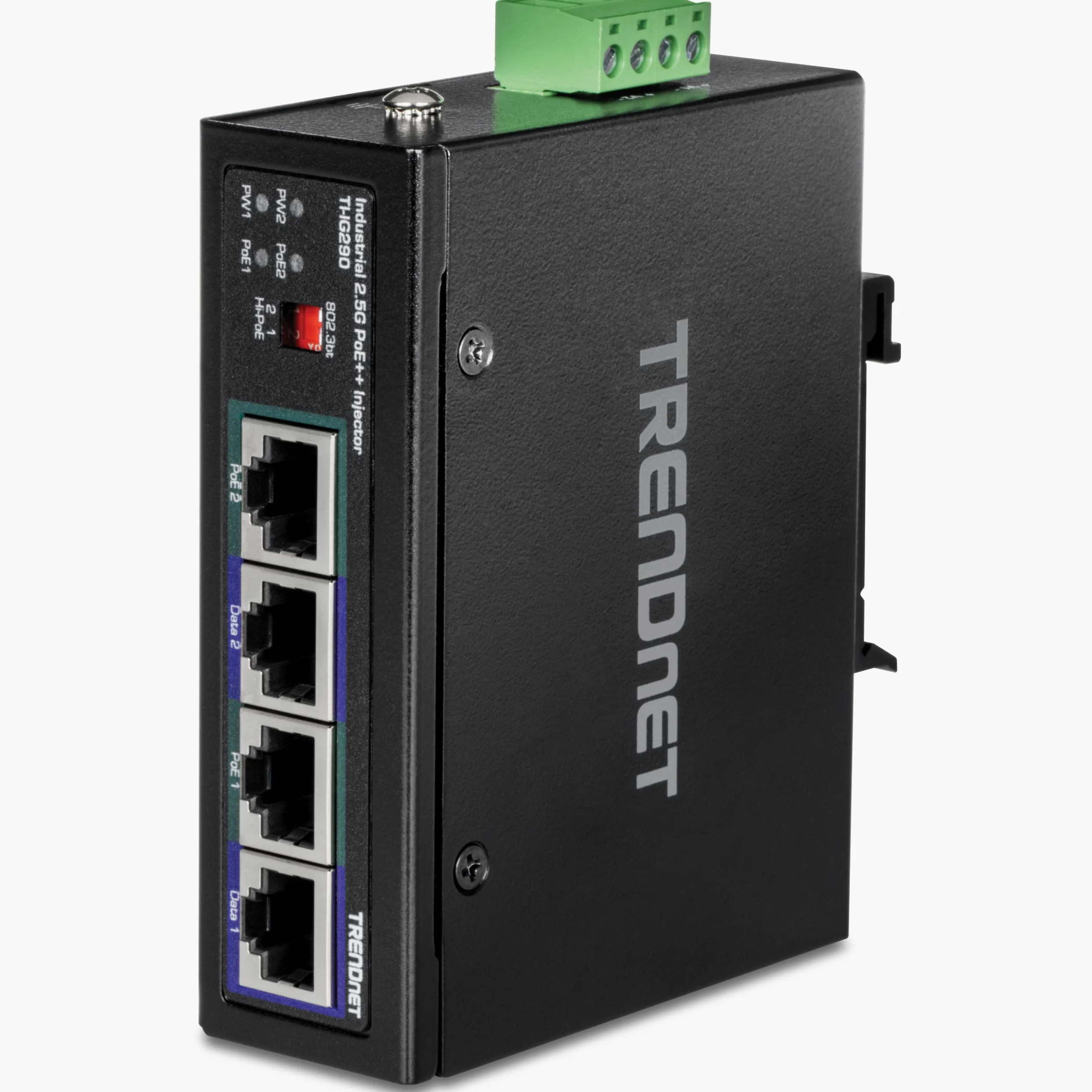 TRENDnet, TI-IG290, Injecteur PoE++ Industriel 2 Ports 2,5 G 95 W, Prend en Charge IEEE 802.3af PoE, IEEE 802.3at PoE+ et IEEE 802.3bt PoE++, Non Compatible avec Les appareils PoE passifs