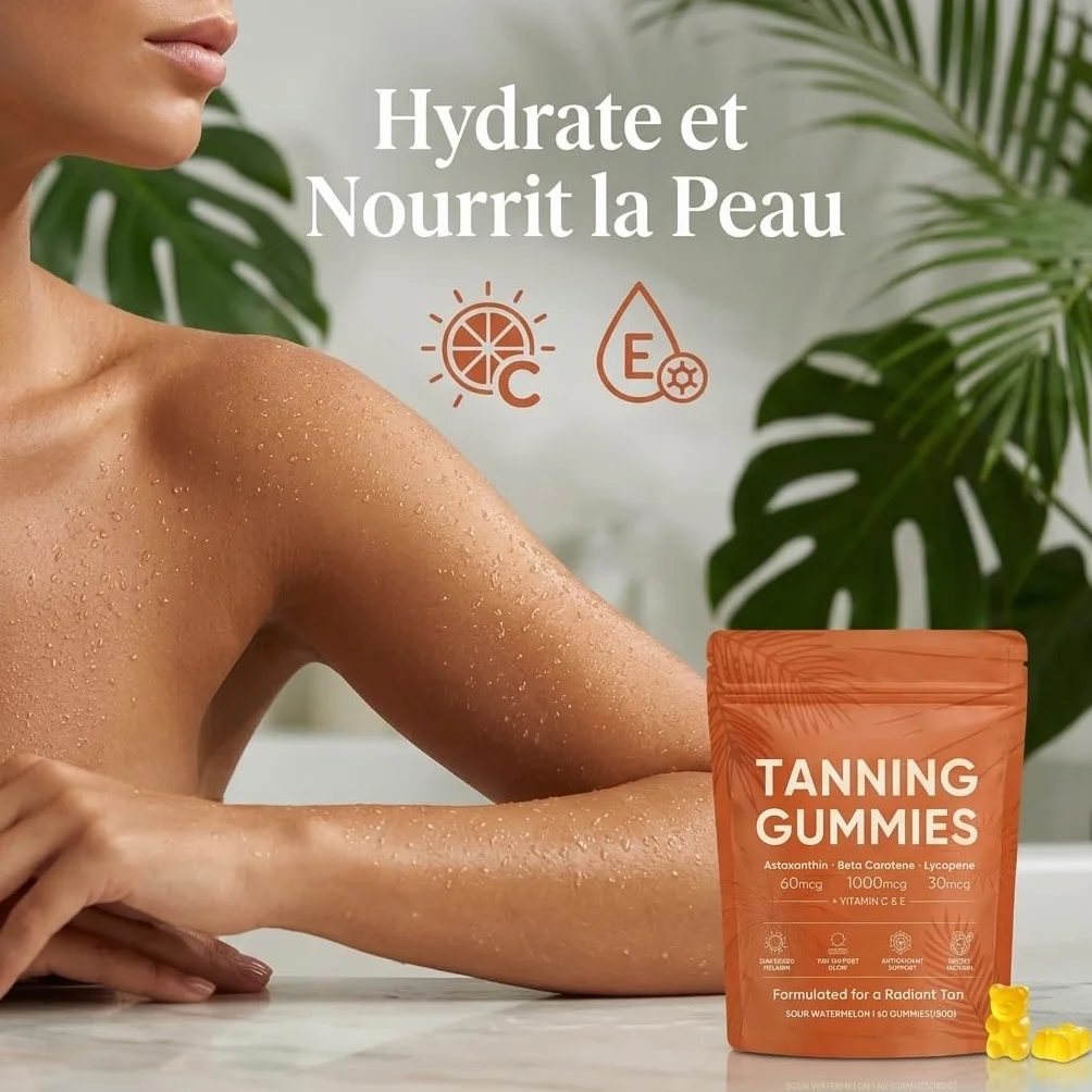 Gummies Bronzage Rapide Sans Soleil Hydrate la Peau Éclat Naturel 2026