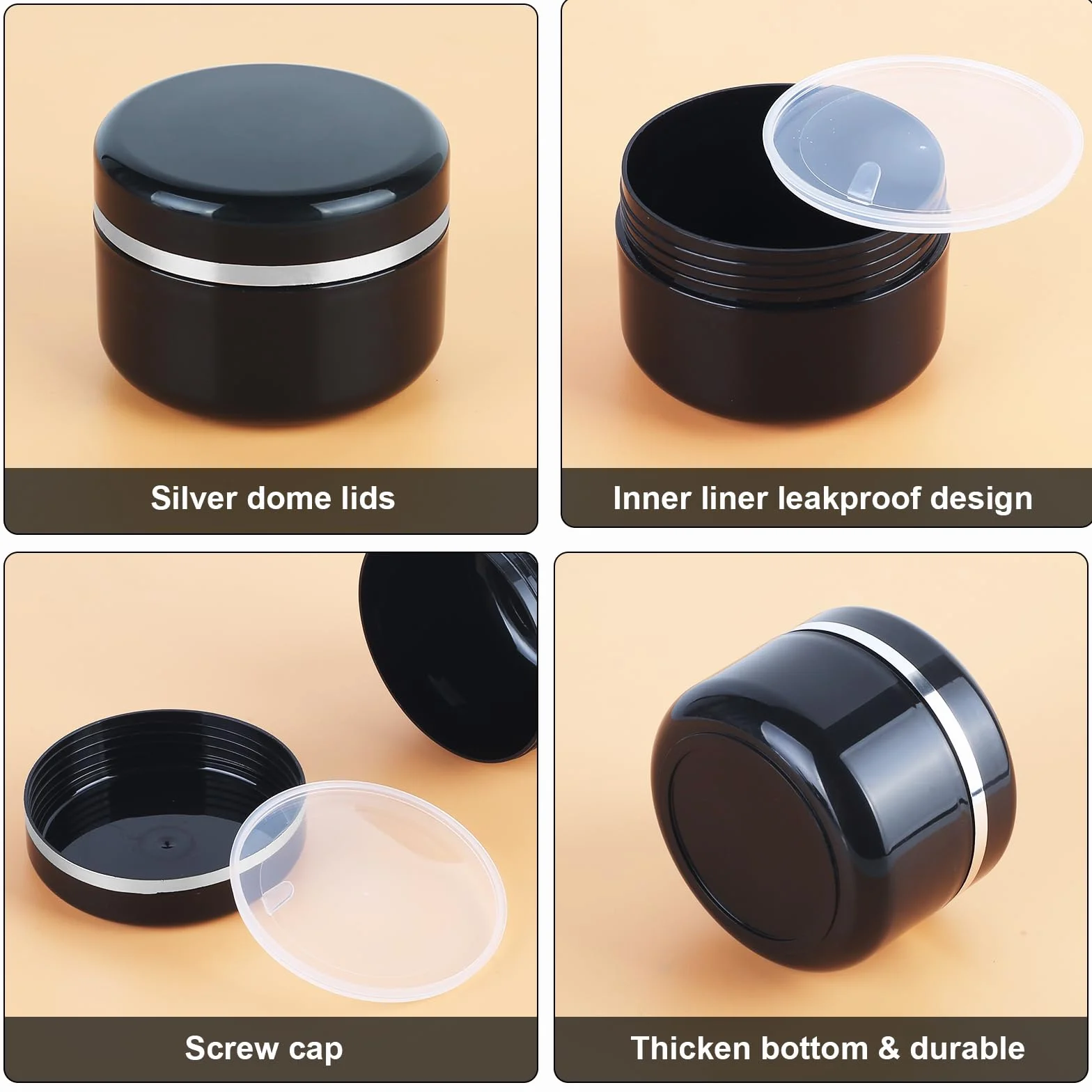 Pots de Crème Cosmétiques 100ml Vide Réutilisable Plastique avec Spatule et Étiquette 12 Pièces