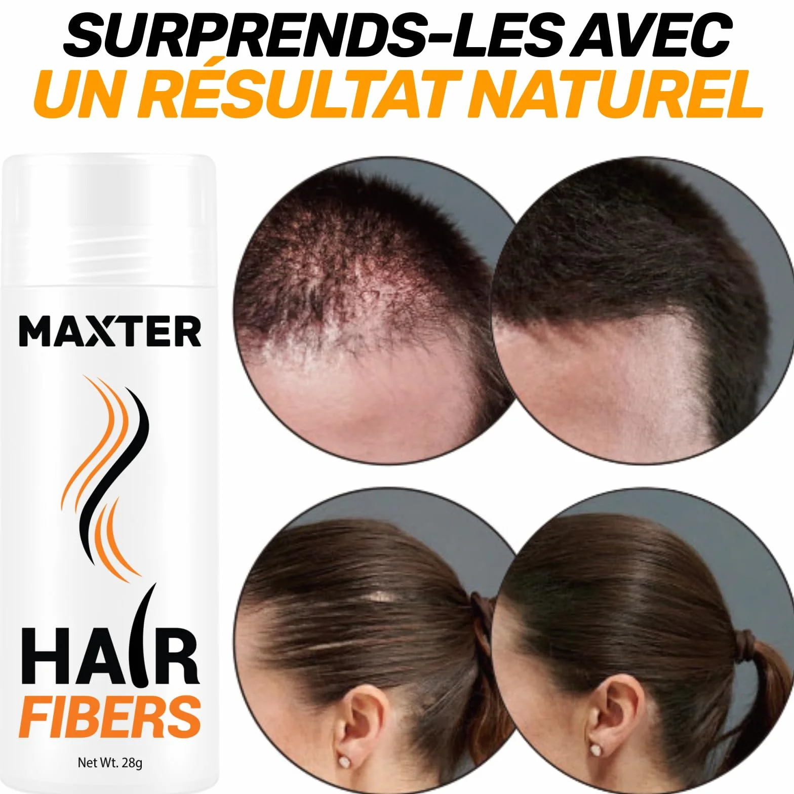 Maxter FIBRE CAPILLAIRE Châtain Foncé - Poudre Cheveux Microfibre Densité Volume