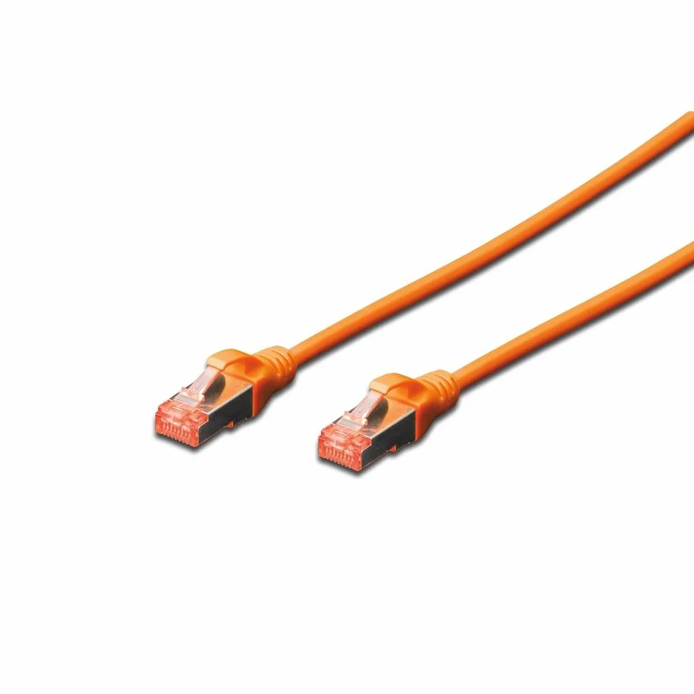 DIGITUS Câble LAN Cat 6 0,5 m Blindé S/FTP 1 Gbit/s 250 MHz PoE++ AWG 27/7 LSZH Câble réseau RJ45 Compatible Cat6A Cat7 Orange