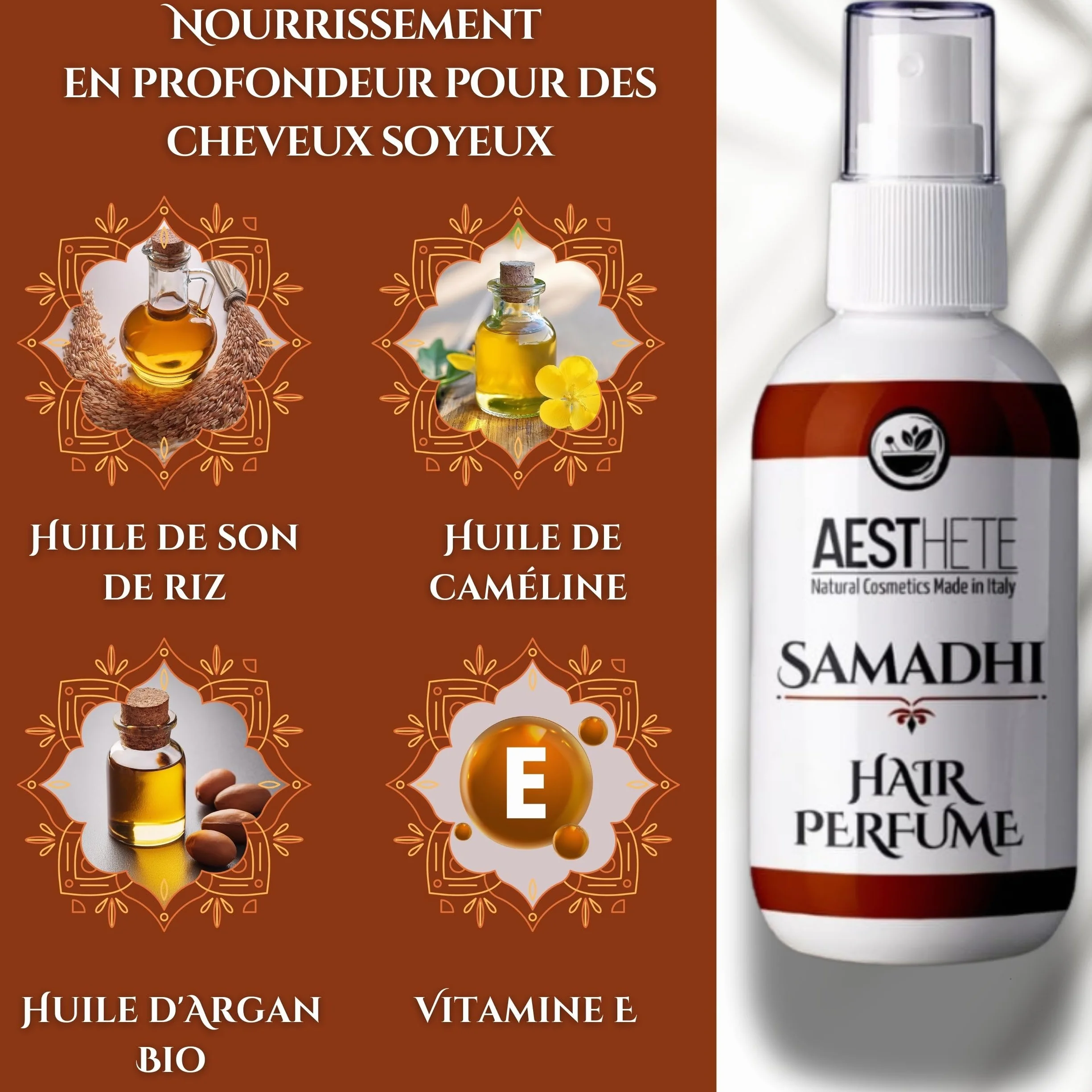 Aesthete Parfum Cheveux 50ml Jasmin Cèdre Vanille Sans Alcool Made In Italy