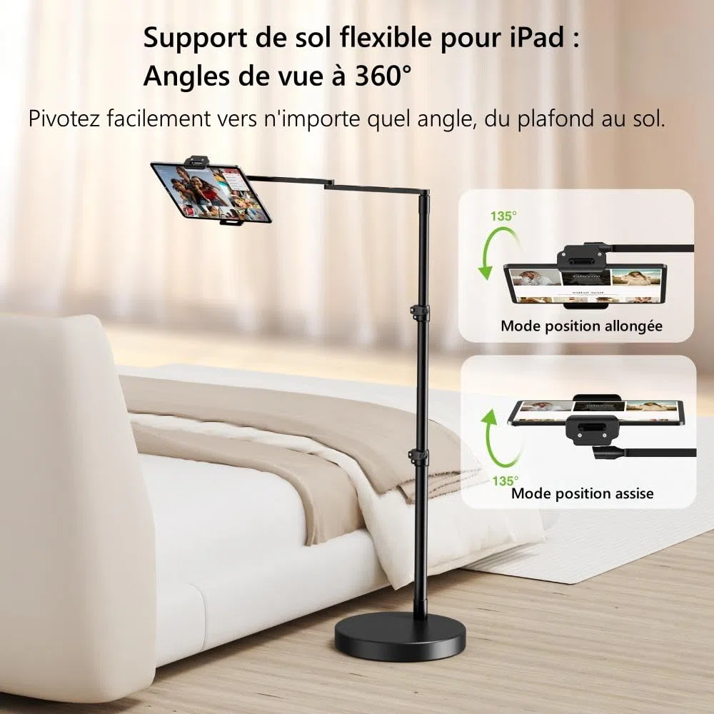 elitehood Robuste Support Tablette sur Pied Réglable Base Lourde pour Lit