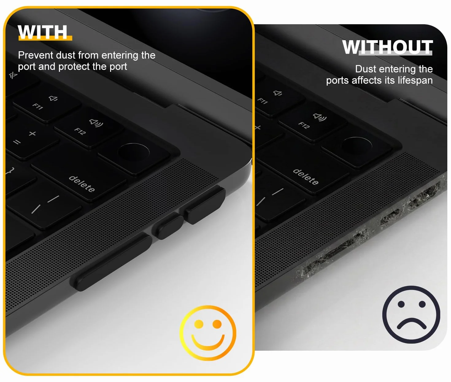 Bouchons anti-poussière en silicone pour MacBook Pro 14" 16" M5 M4 M3 M2 M1 Pro Max 2025-2021 Lot de 14
