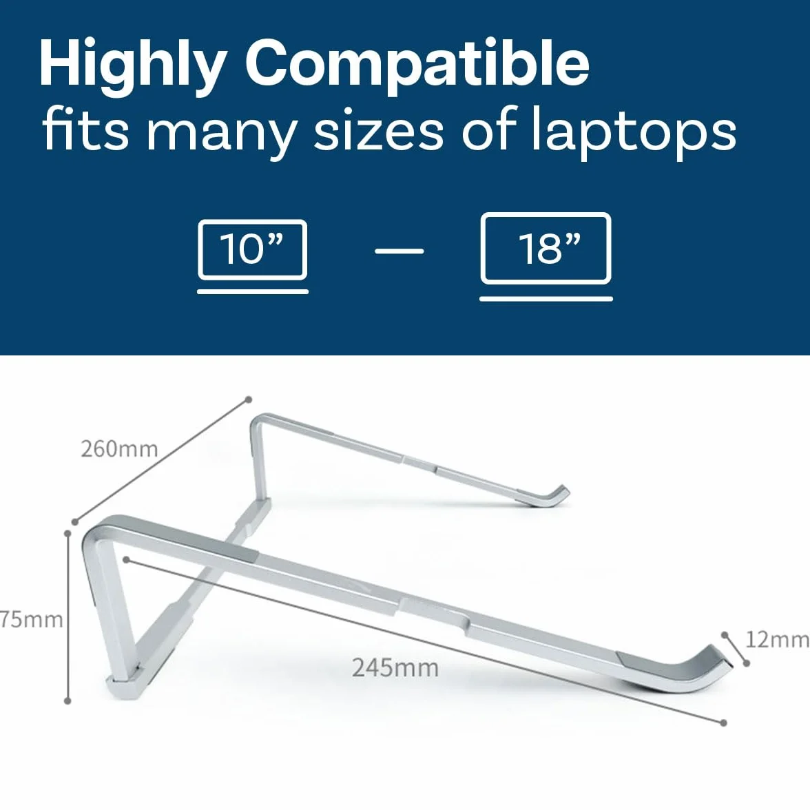 Support Ordinateur Portable Pliable Aluminium Universel Ventilé 10-18 Pouces pour MacBook Notebook ASUS Acer