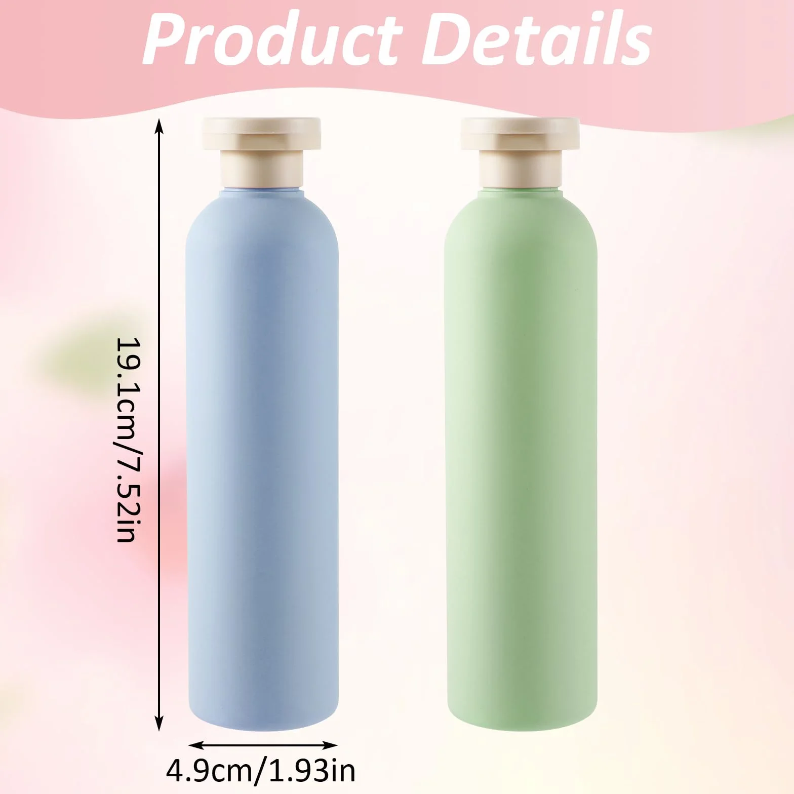 Molain Lot de 2 flacons compressibles 260 ml plastique rechargeables bouchon rabat anti-fuite shampooing crèmes lotion après-shampoing bleu vert