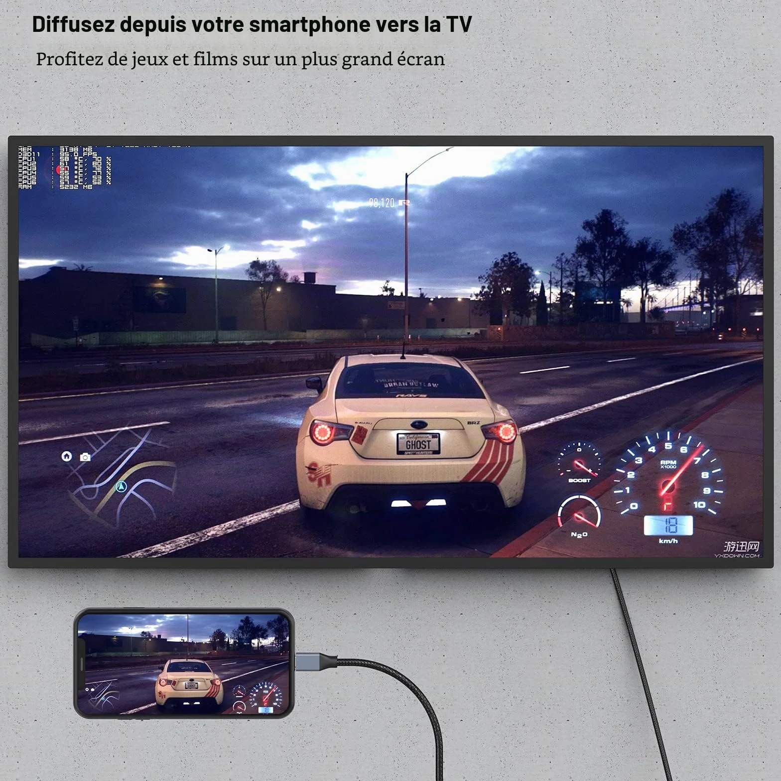 BENFEI Câble USB C vers DisplayPort 8K@60Hz 4K@144Hz, Thunderbolt 3/4, 1.8m Nylon Aluminium