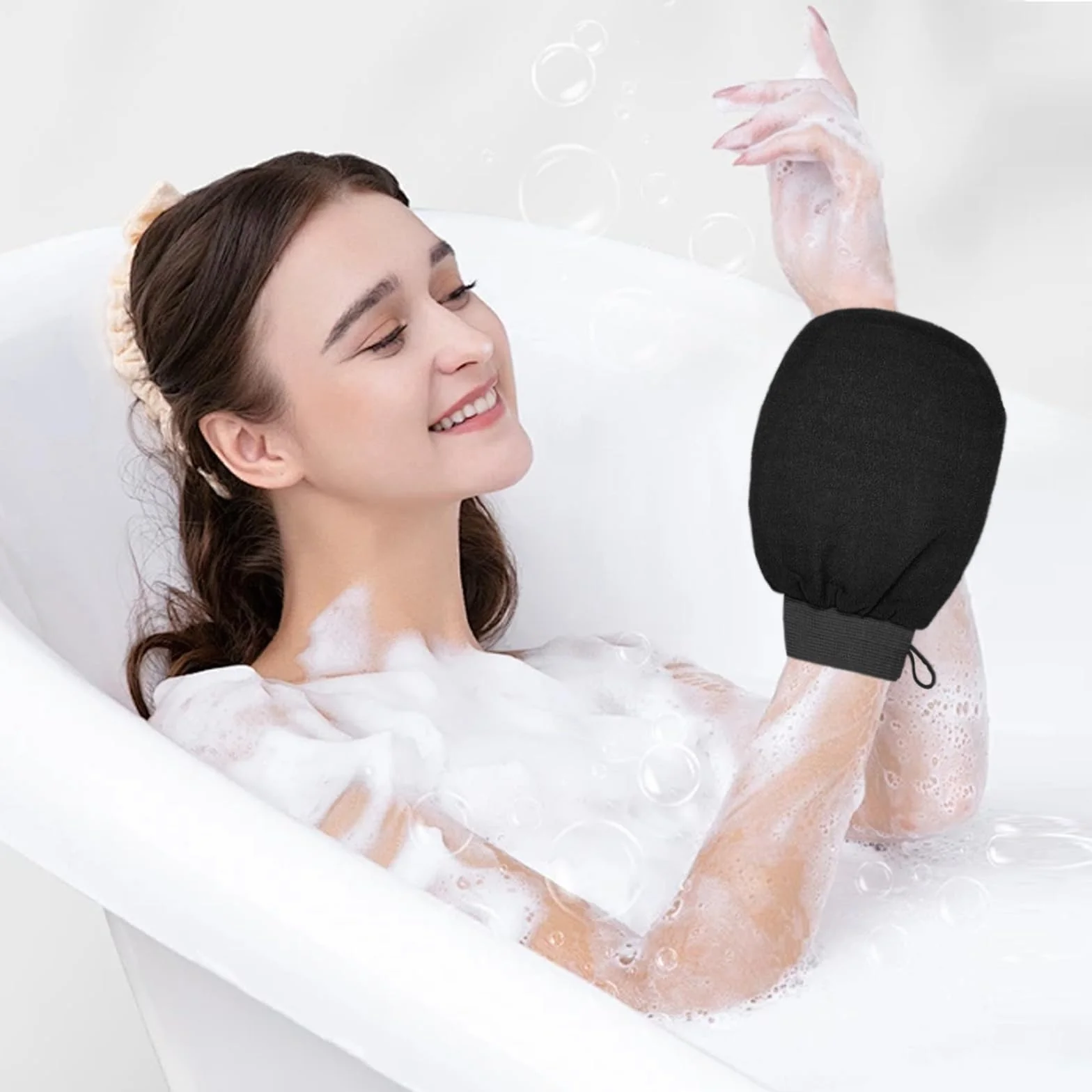 KEYRI Gant Exfoliant Corps 6 Pièces pour Femmes Hommes Enfant Doux Gants Gommage Corps Visage Noir