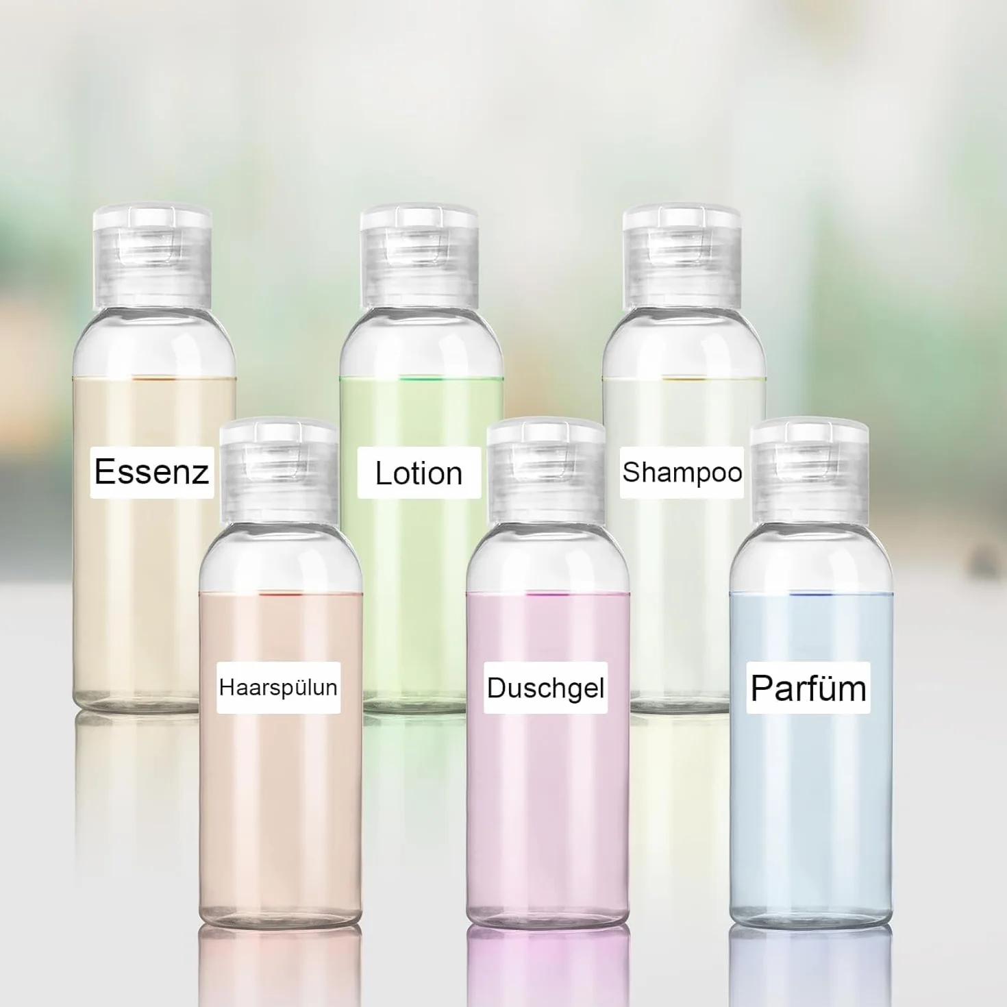Kit Flacon Voyage Avion 15 Pièces 50ml Plastique Transparent Réutilisable avec Étiquettes