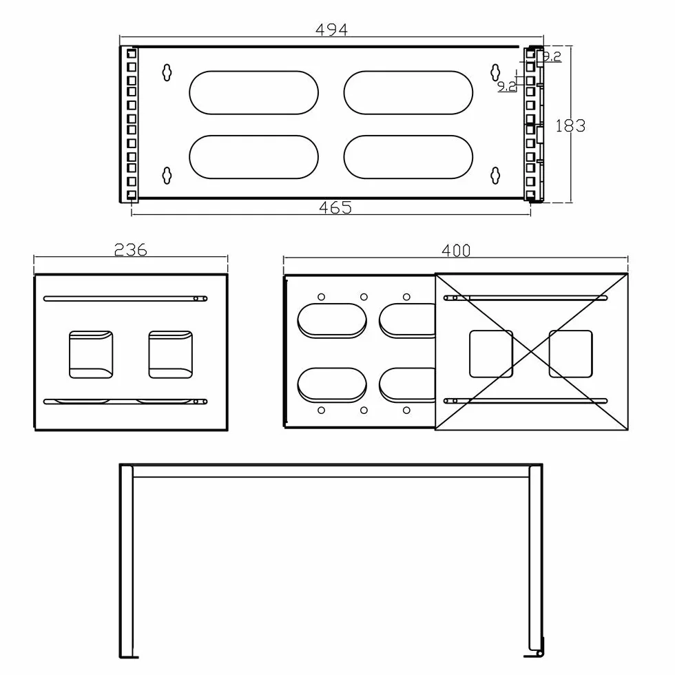 InLine Rack Mural 4HE Gris 19" 24–40 cm