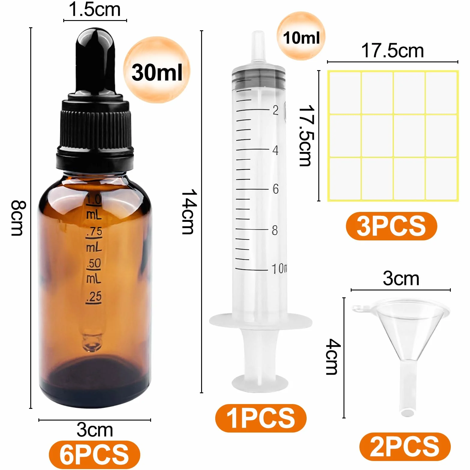 Brevanza 6 flacons pipettes 30ml verre ambré rechargeables Huile Essentielle Aromathérapie Massage Cosmétique Voyage