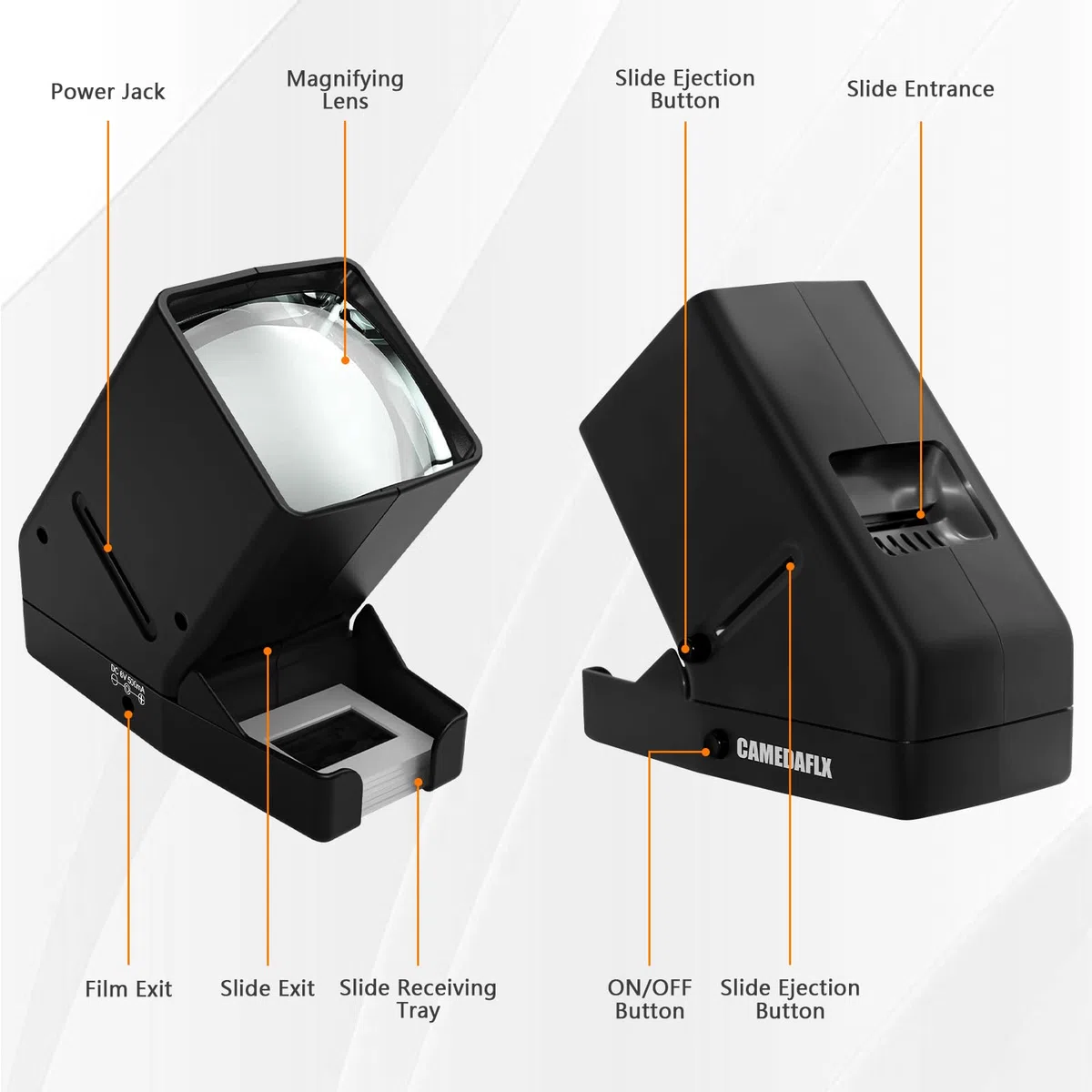 SV-3 Visionneuse de diapositives et de films 35 mm avec grossissement x3 et affichage éclairé par LED pour diapositives de 35 mm et négatifs de film, alimentation USB ou batterie (câble USB