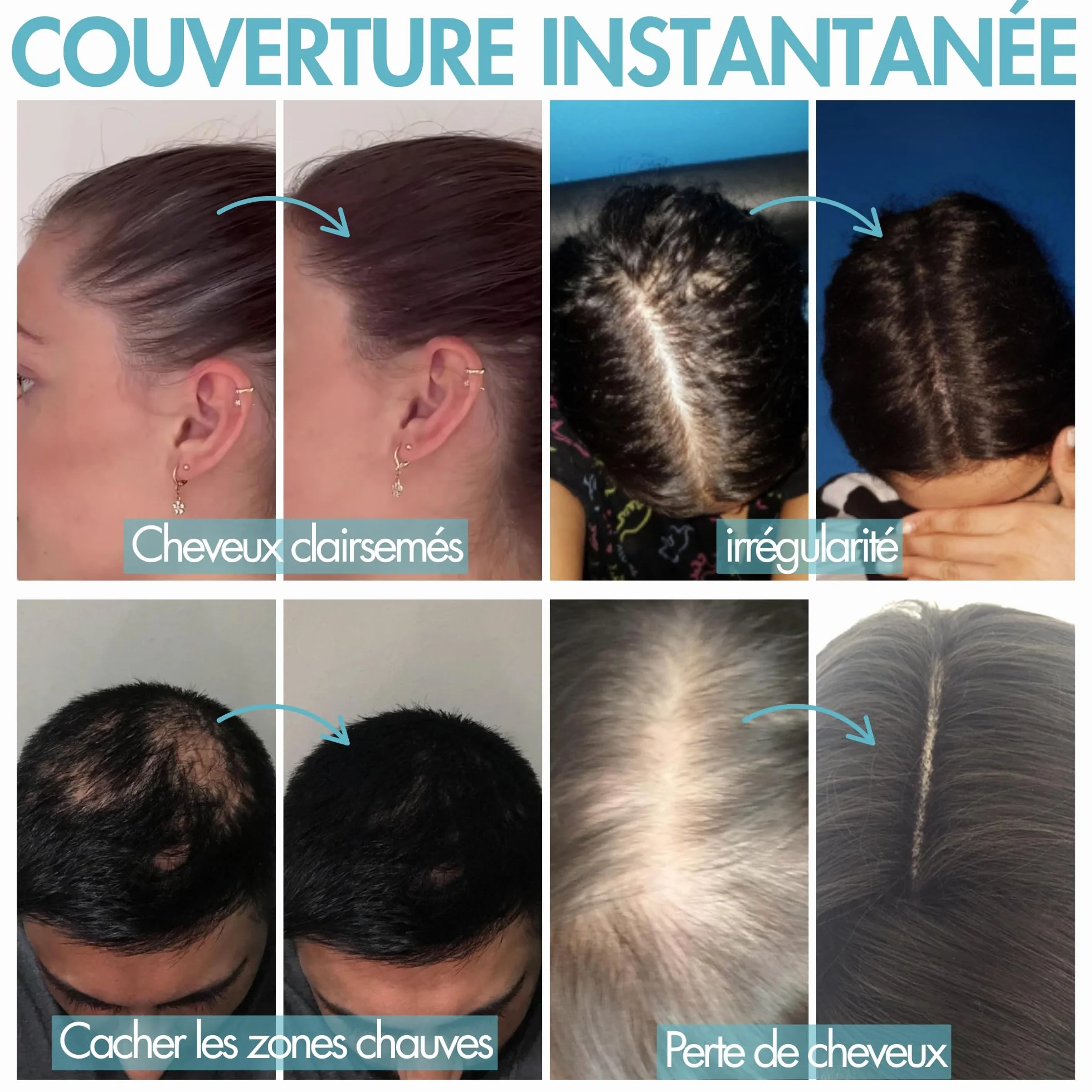 Hair Genetics Recharge Fibres Capillaires Poudre Cheveux Fins Plus Épais 50g Noir