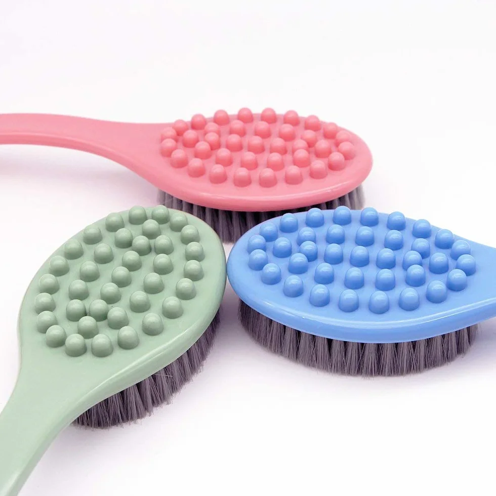 QiCheng&LYS brosse de bain à manche long, brosse de massage corporelle douce, nettoyage du dos (bleu)